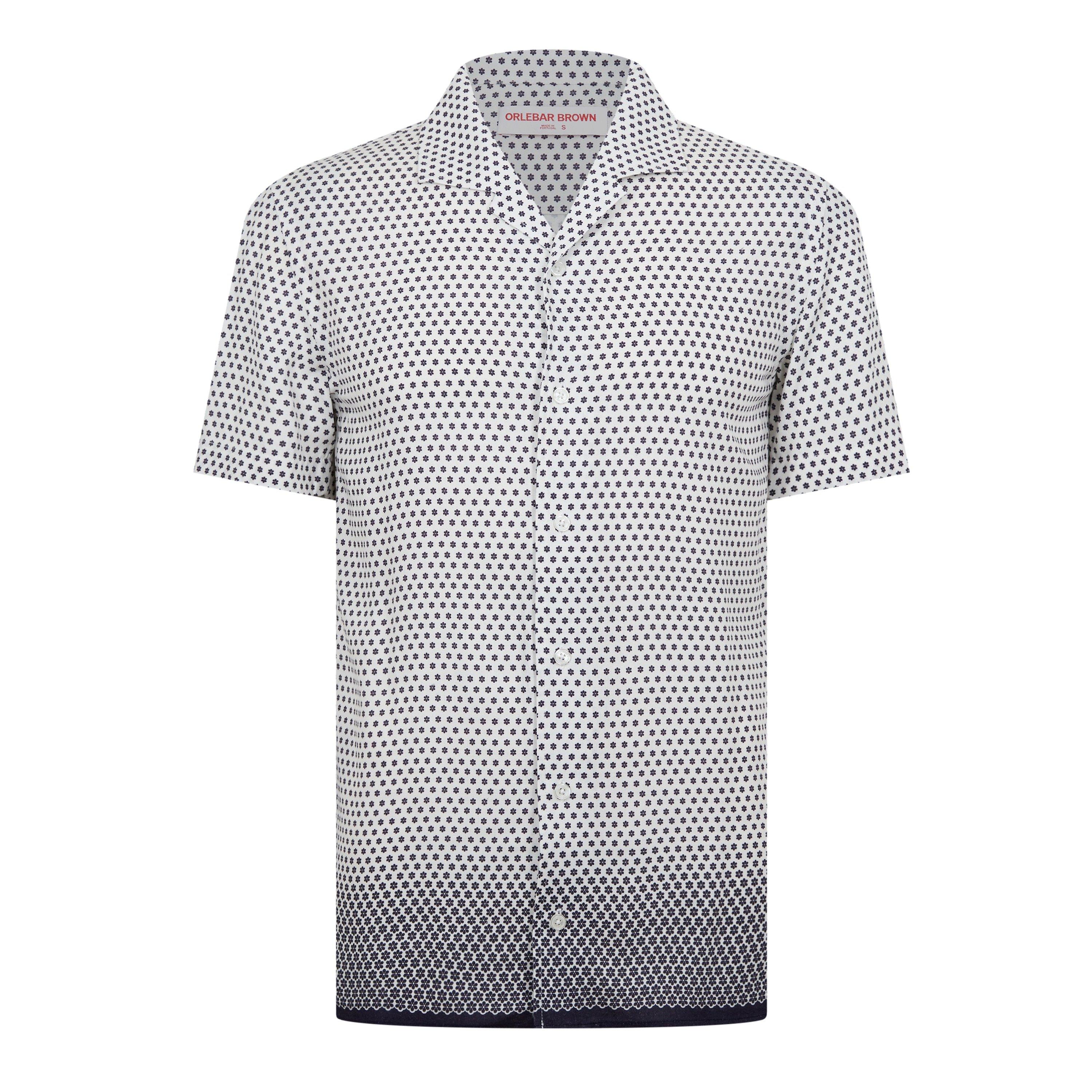 White/Iris - Orlebar Brown - Men's Short-Sleeve Patterned Shirt - 5