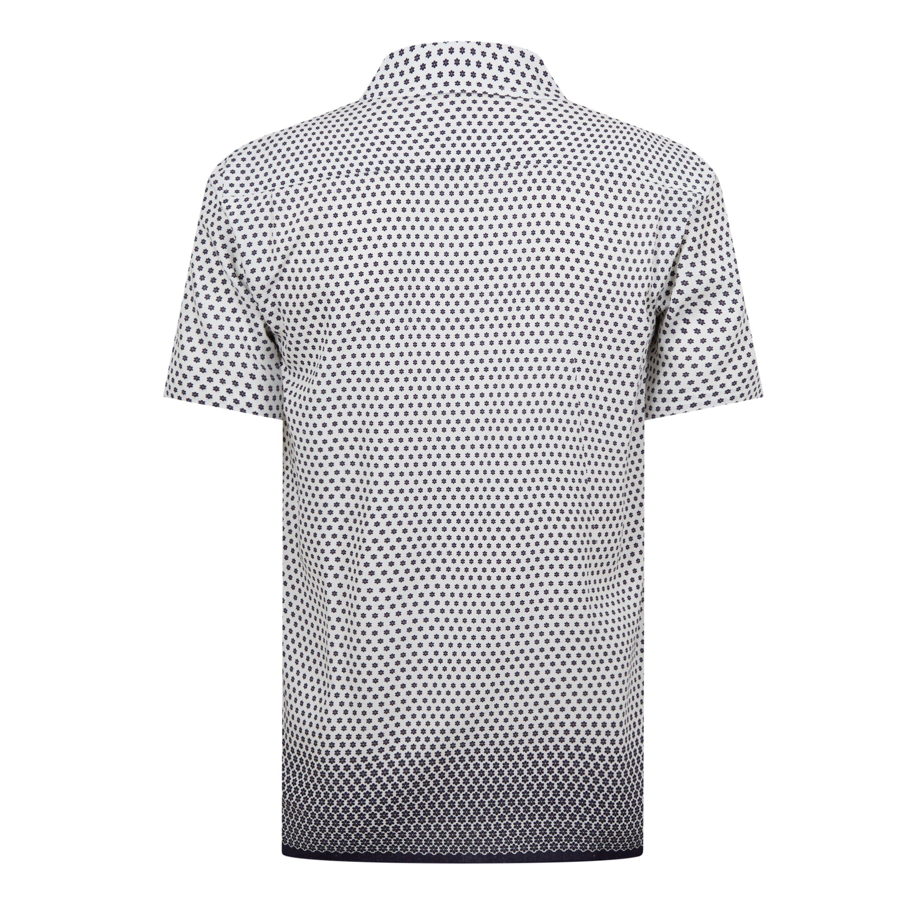 White/Iris - Orlebar Brown - Men's Short-Sleeve Patterned Shirt - 6