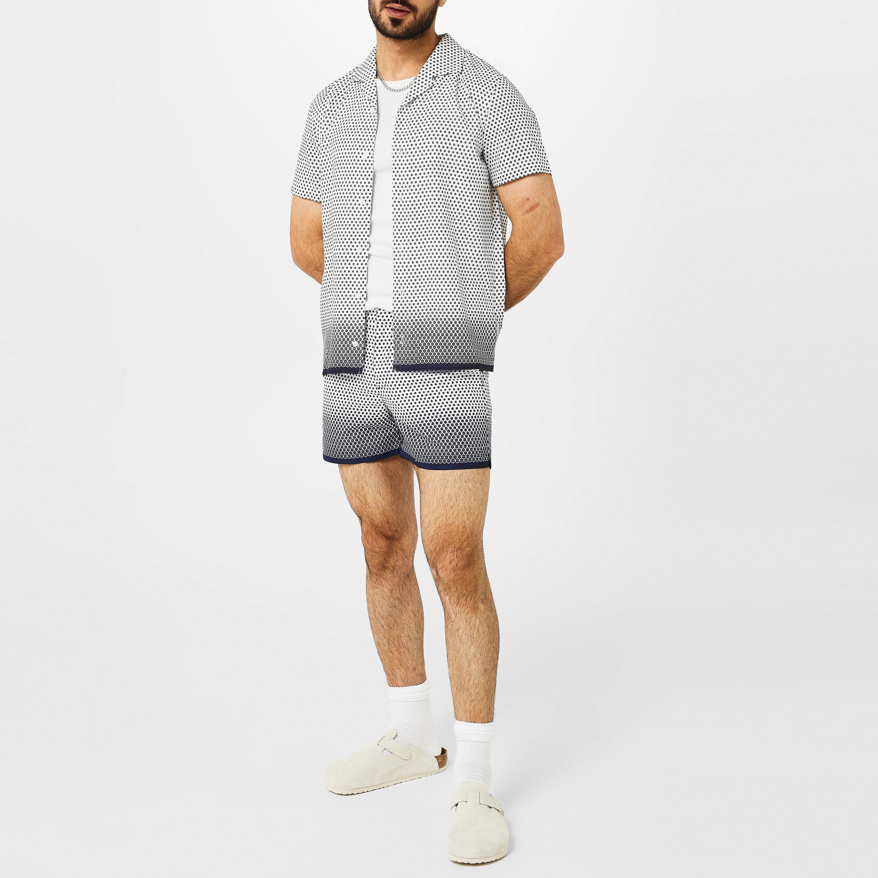 White/Iris - Orlebar Brown - Men's Short-Sleeve Patterned Shirt - 4