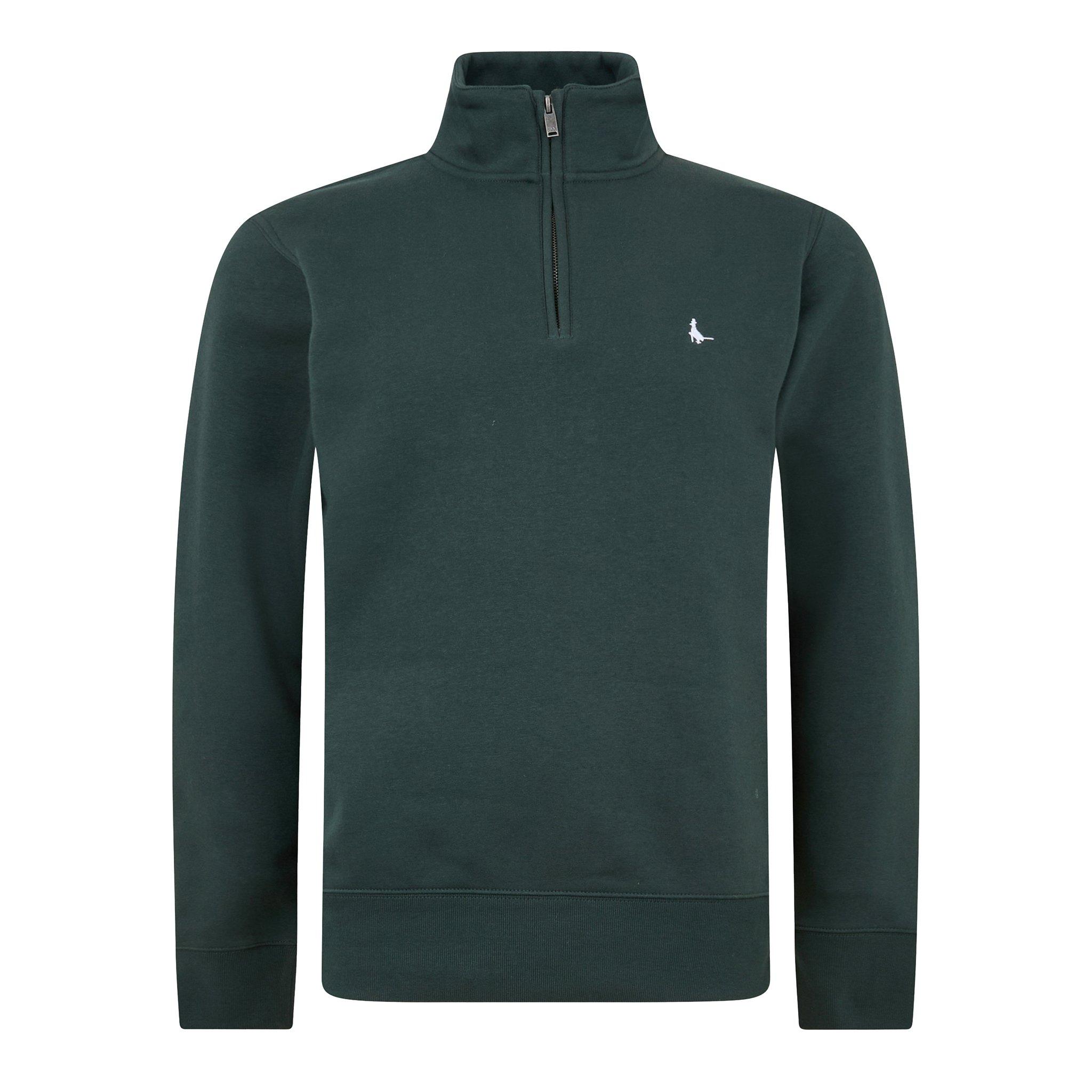 Jack Wills Men's Jack Barchester Quarter Zip Sweatshirt - Dark Pine - XL