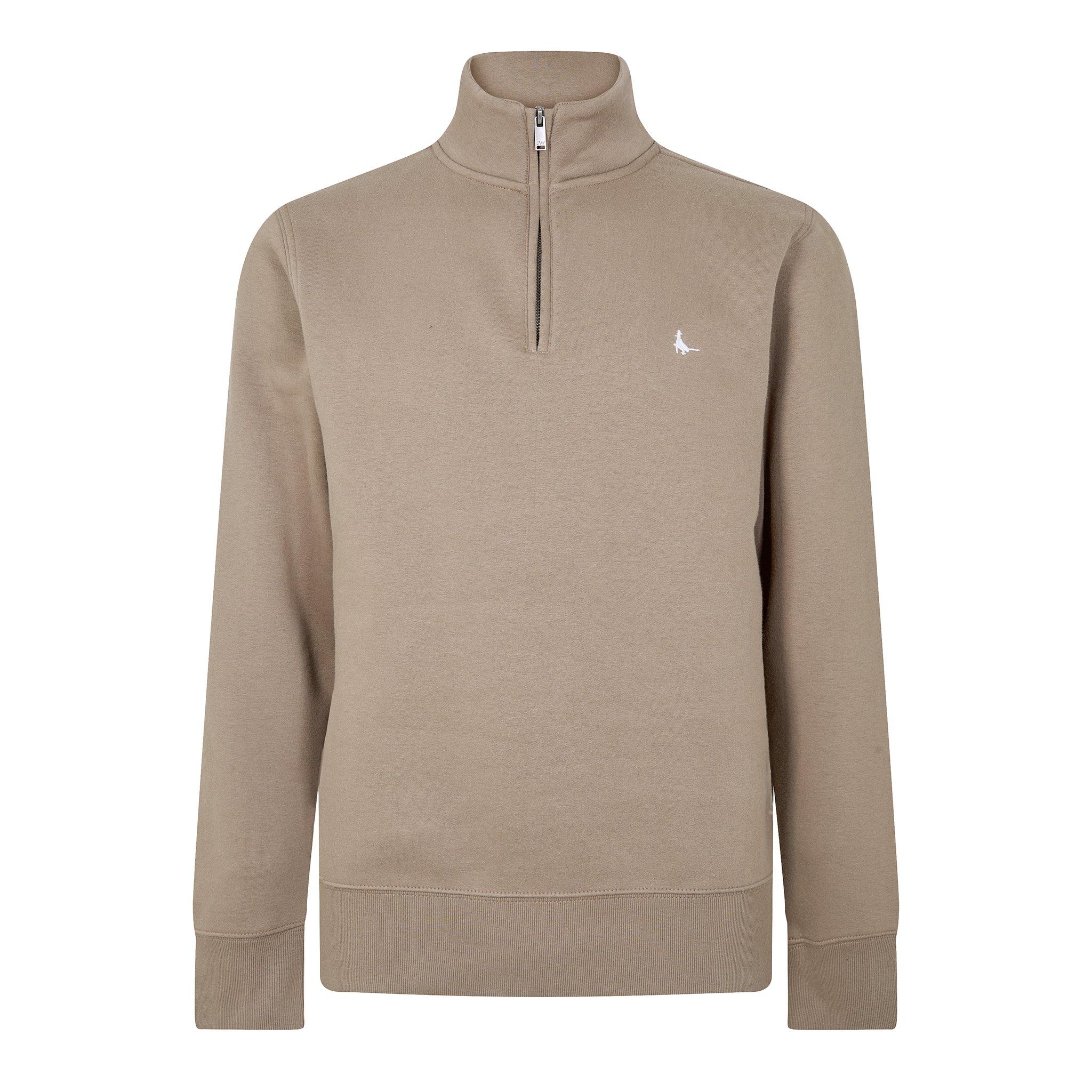 Jack Wills Men's Jack Barchester Quarter Zip Sweatshirt - Fawn - 2XL