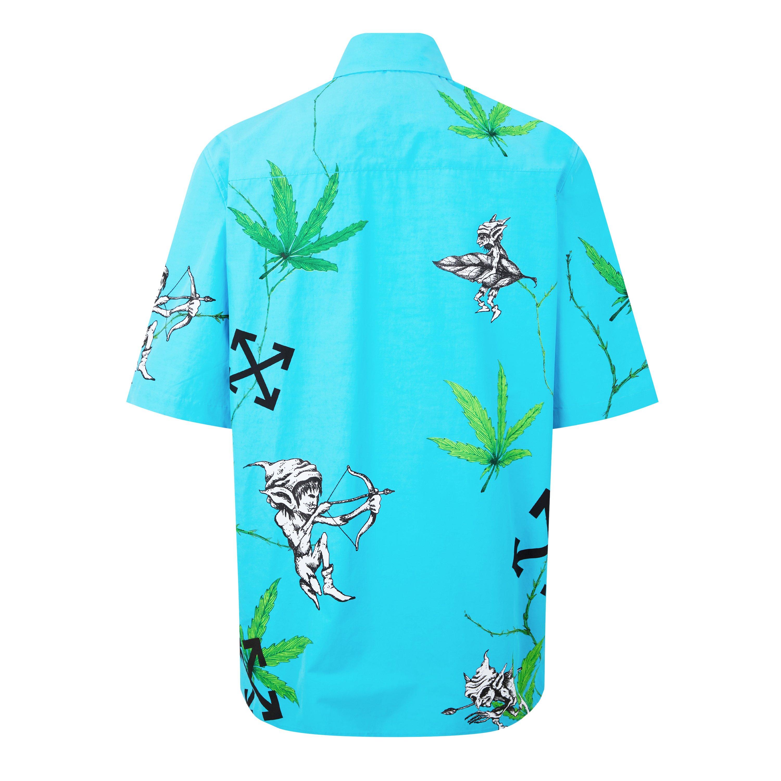 Blue 4355 - Off White - Men's Weed Short-Sleeve Shirt, Striking Graphic Print - 6