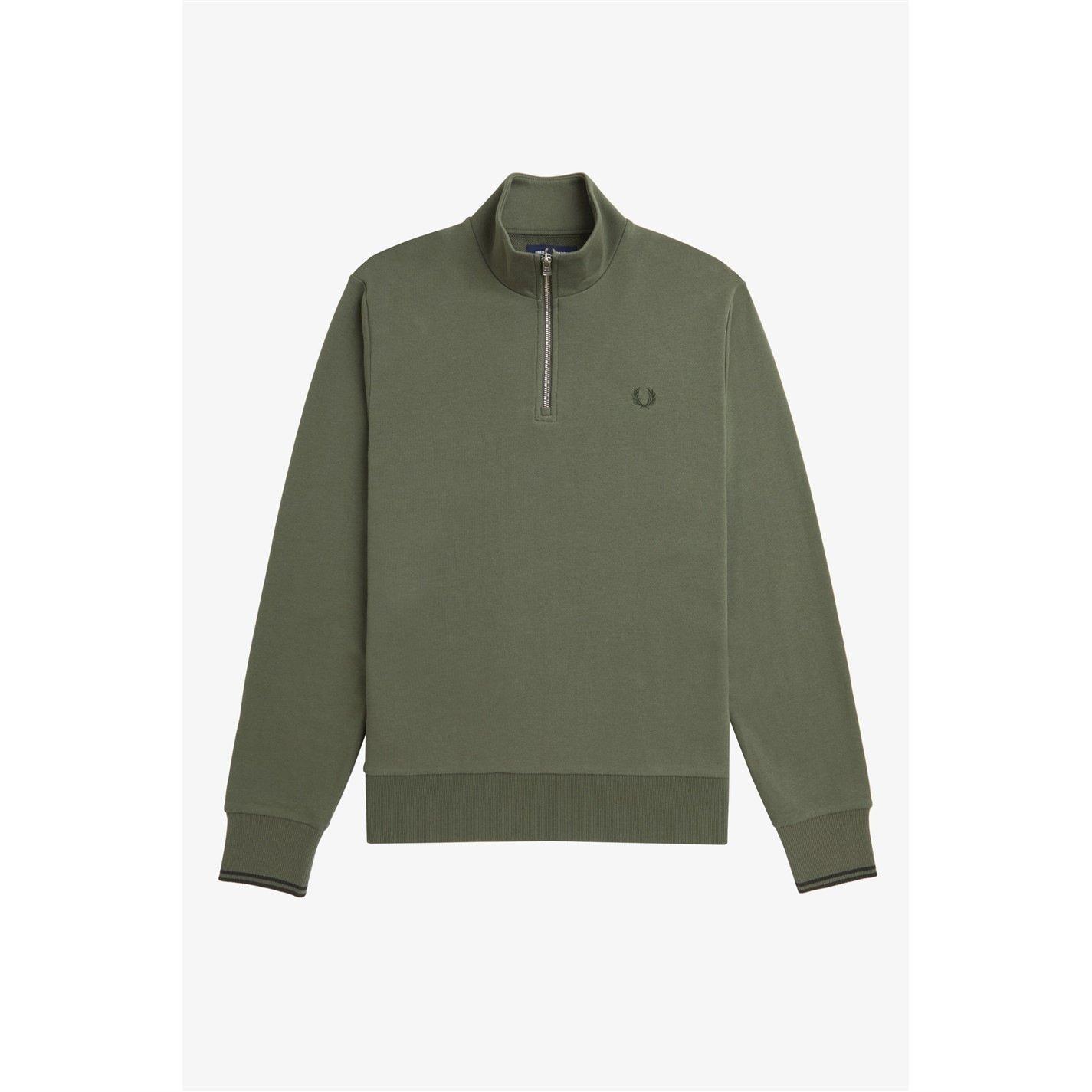 トップス FRED PERRY [Velour Half Zip Sweatshirt] Half Zip Sweatshirt - Steel Marl | Men's Sweatshirts |Sports
