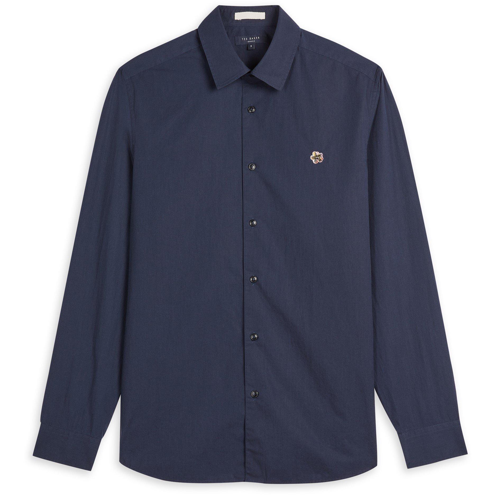 Navy - Ted Baker - Fonik Poplin Shirt - 1