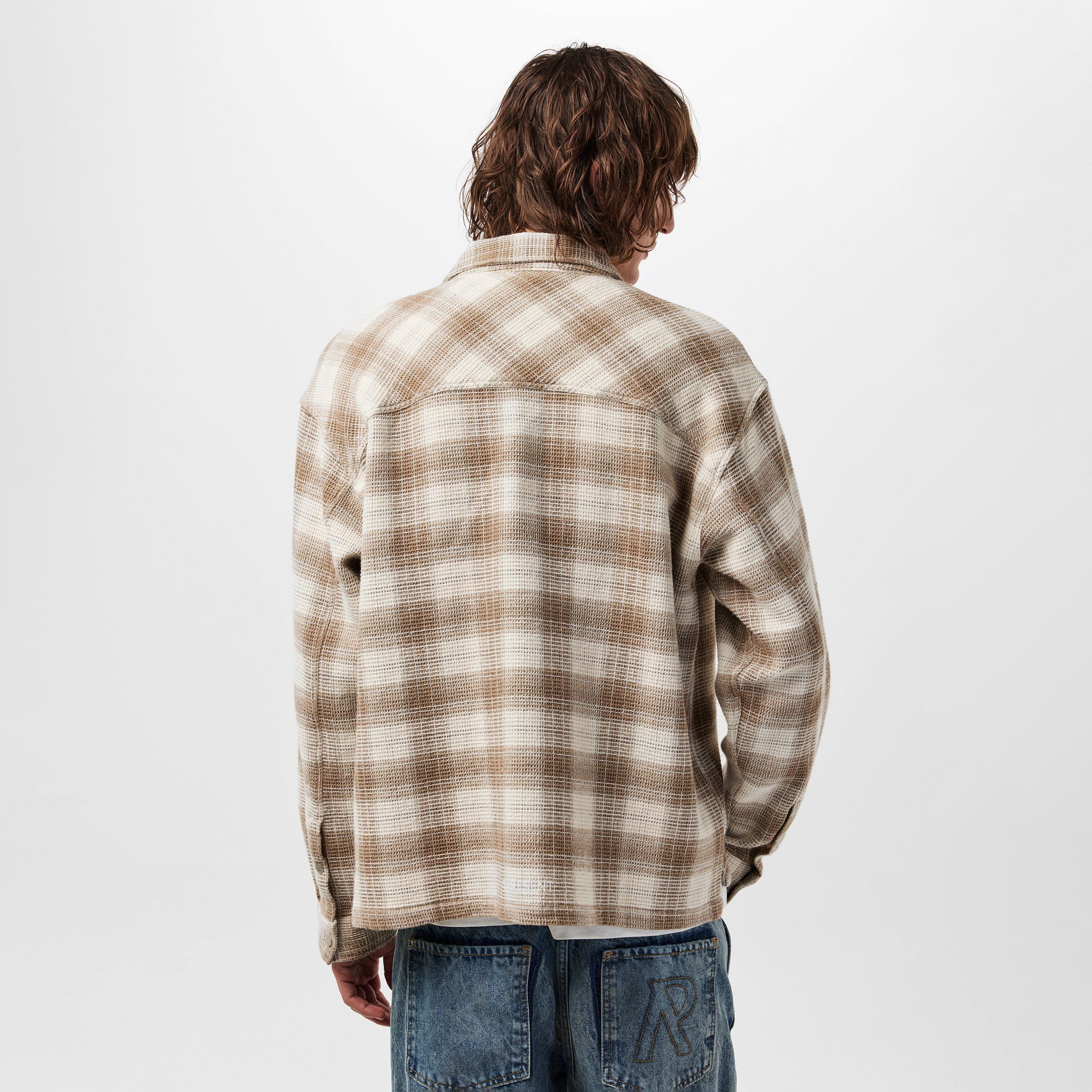 Mid Brown - Represent - Men's Waffle Flannel Shirt, Textured Fabric - 4