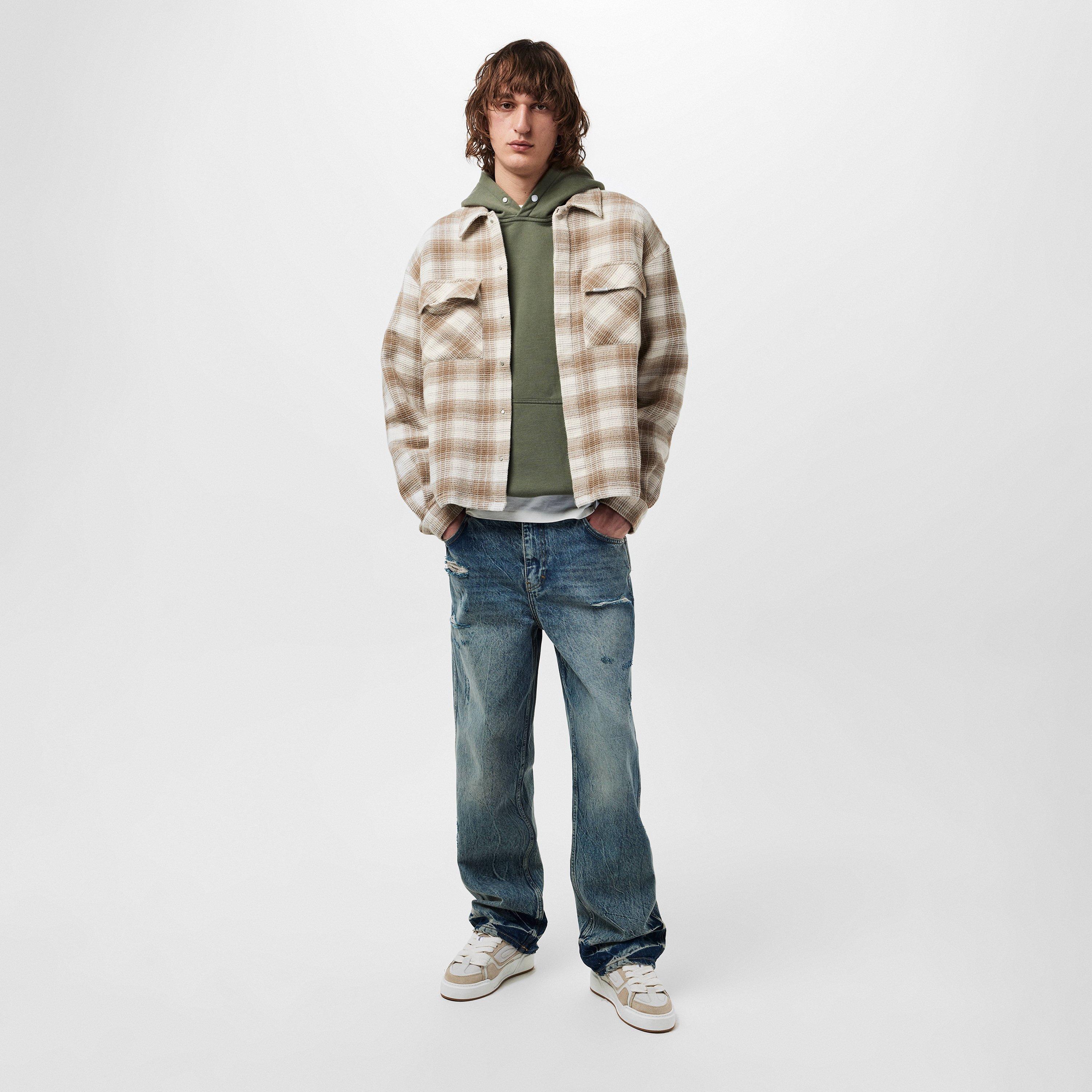 Mid Brown - Represent - Men's Waffle Flannel Shirt, Textured Fabric - 6