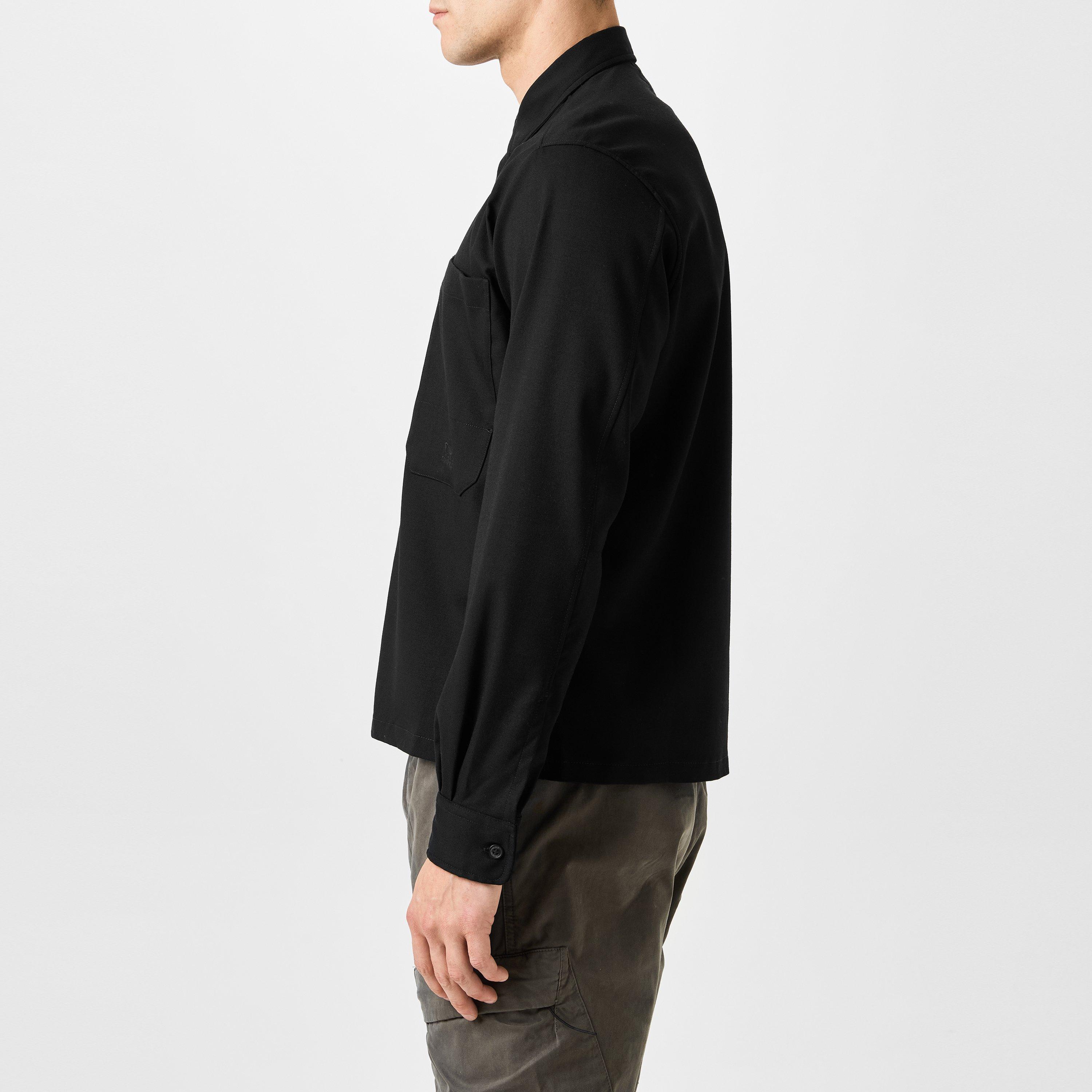 Black 999 - CP Company - Long Sleeve Wool Gabardine Shirt - 5