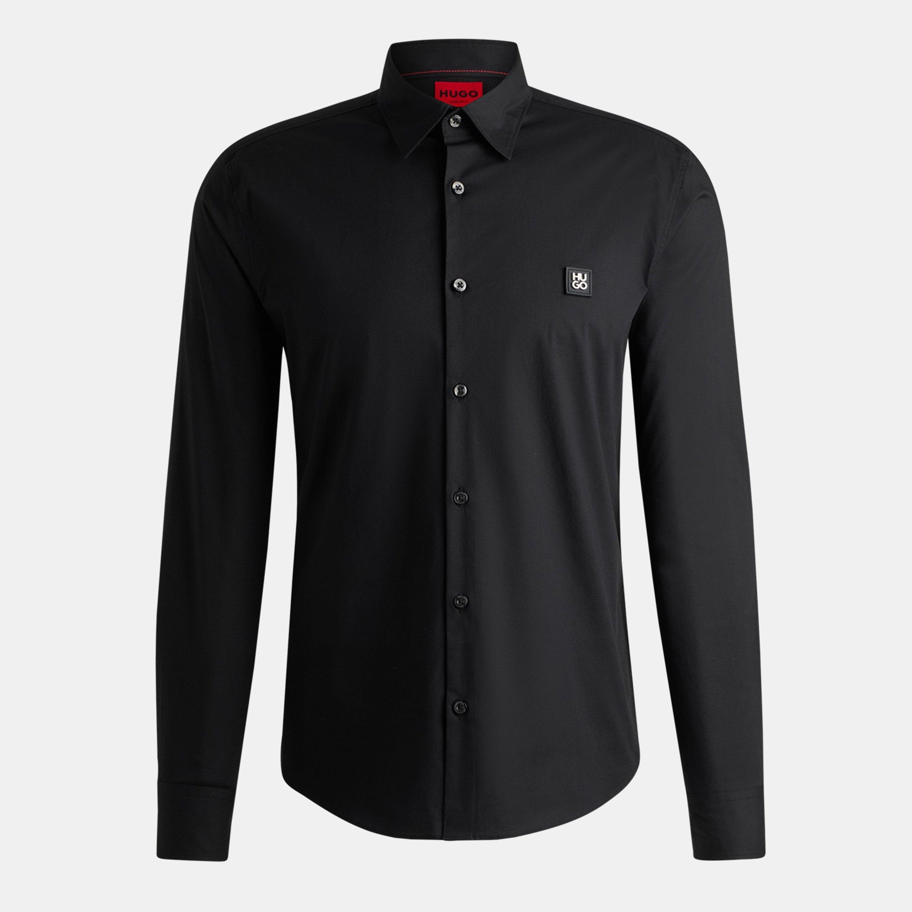 Hugo Slim-Fit Logo Shirt - Black 001 - XL