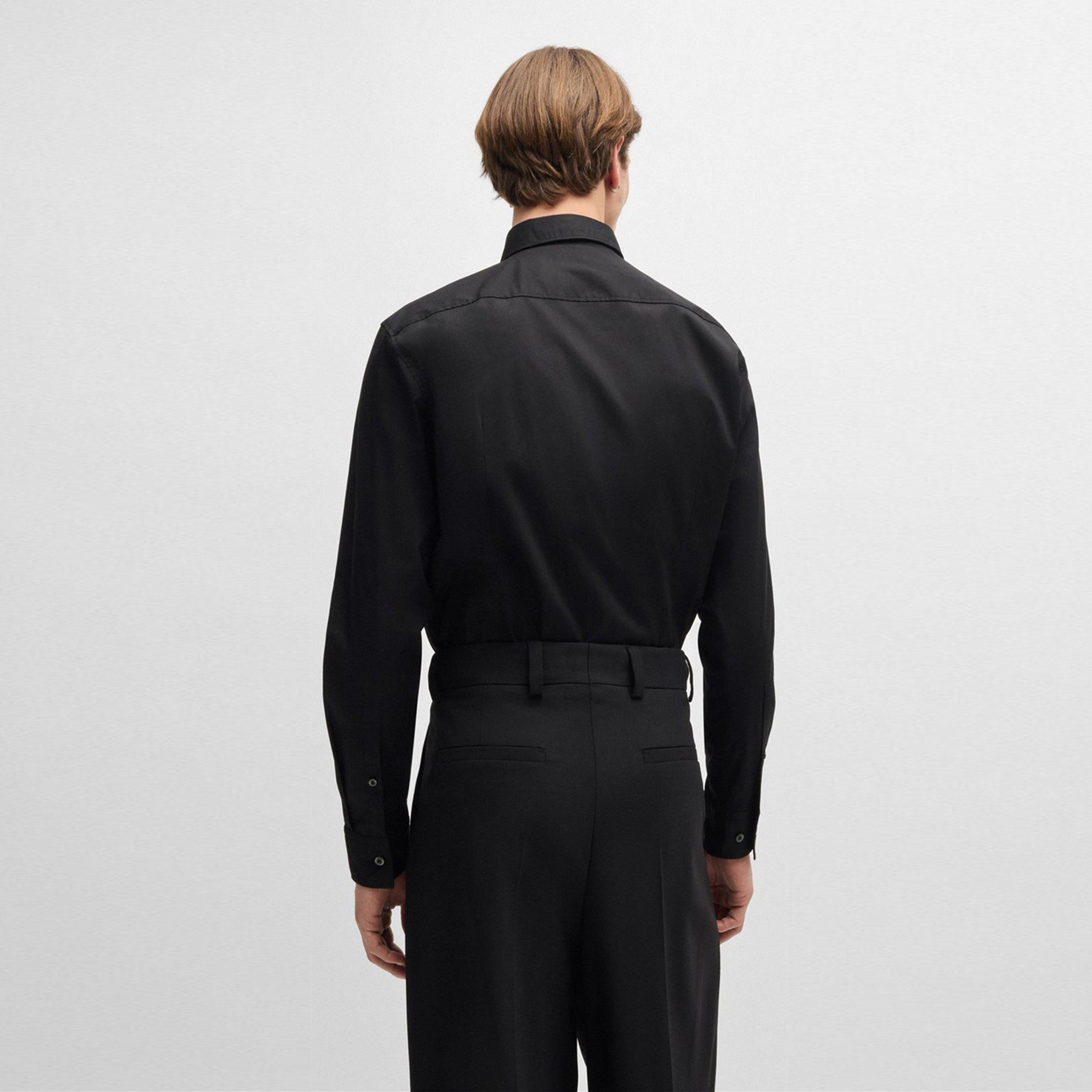 Black 001 - Hugo - Slim-Fit Logo Shirt - 3