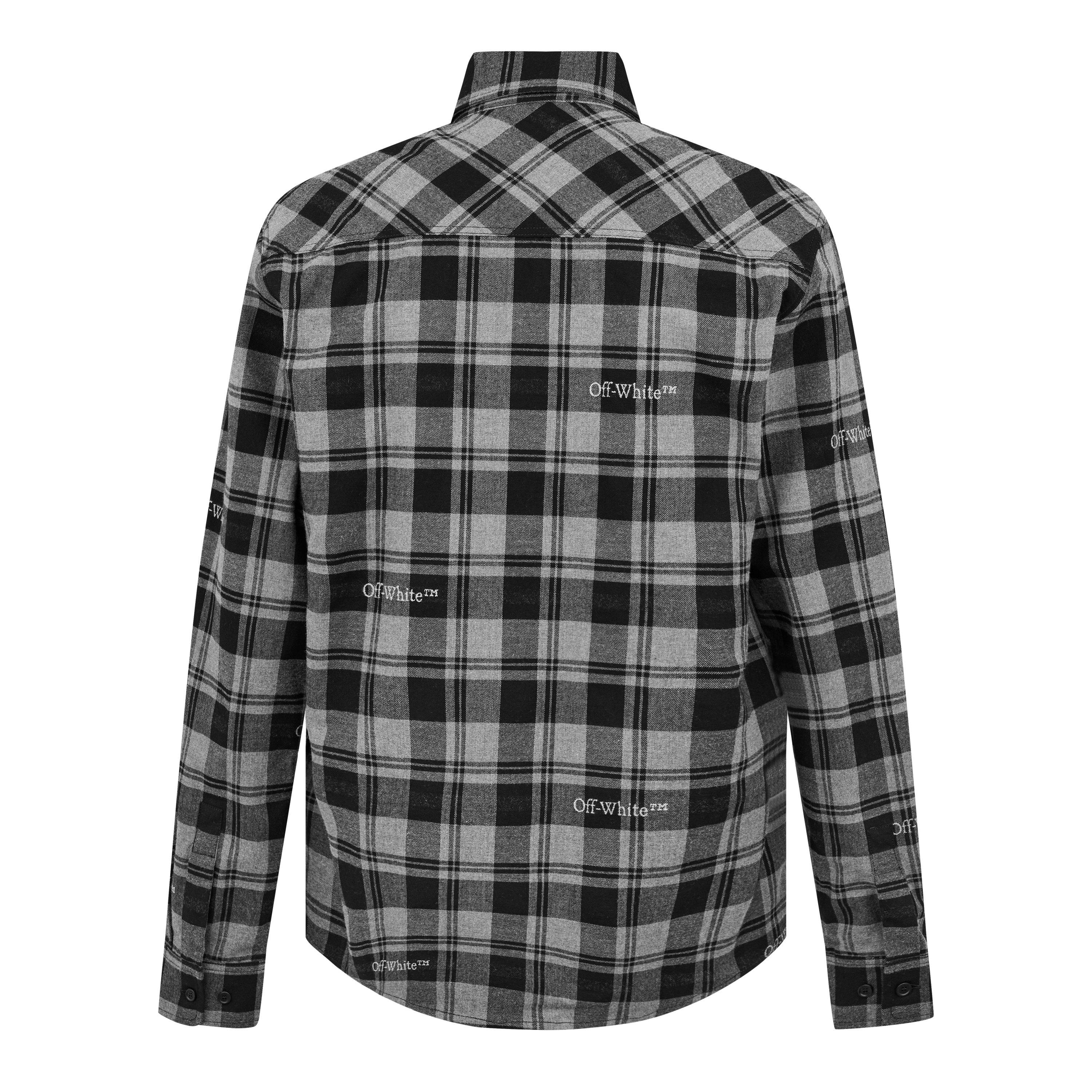 Black Grey - Off White - Men's Check Shirt, All-over Pattern - 2
