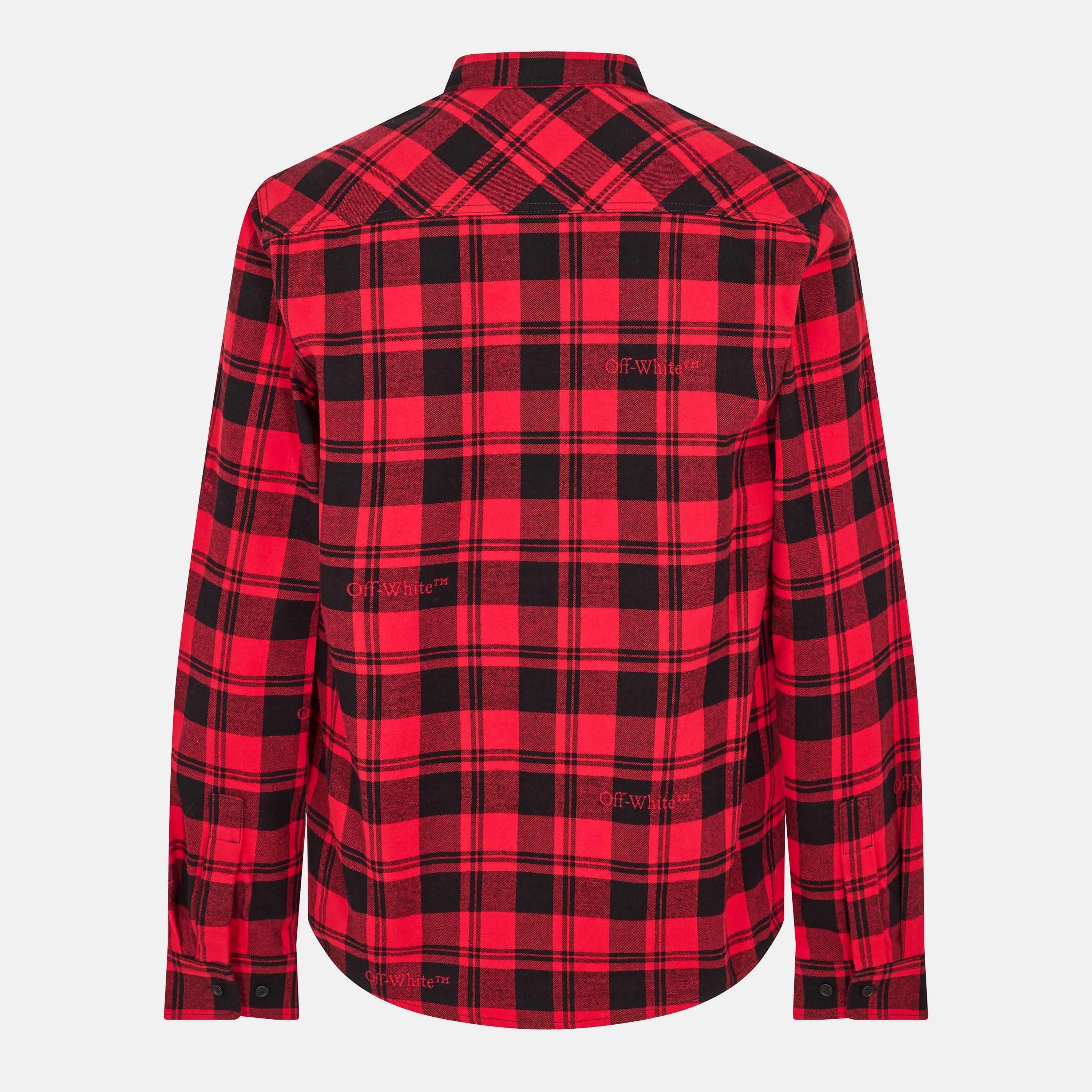 Off White Men's Check Plaid Cotton Long Sleeve Shirt | USC