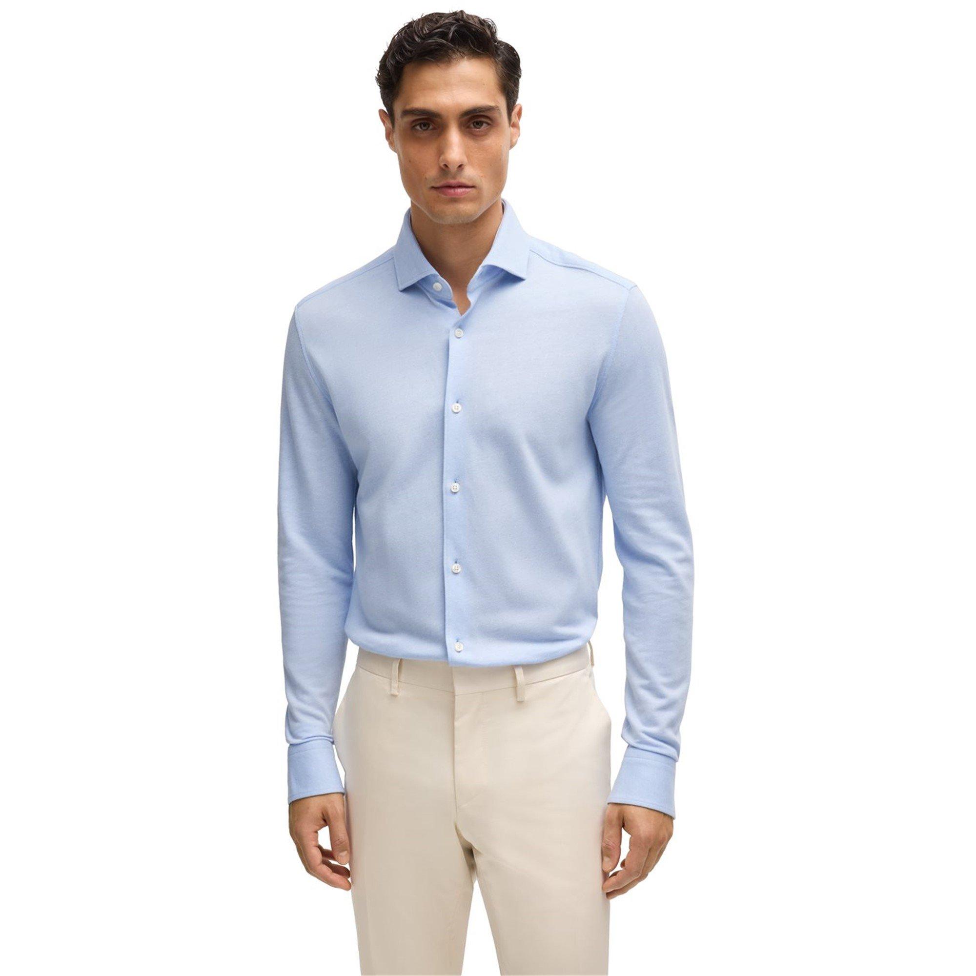 Lt Pas Blue 450 - Boss - Men's HBB CHAL spread Plain Long-Sleeve Shirt - 2