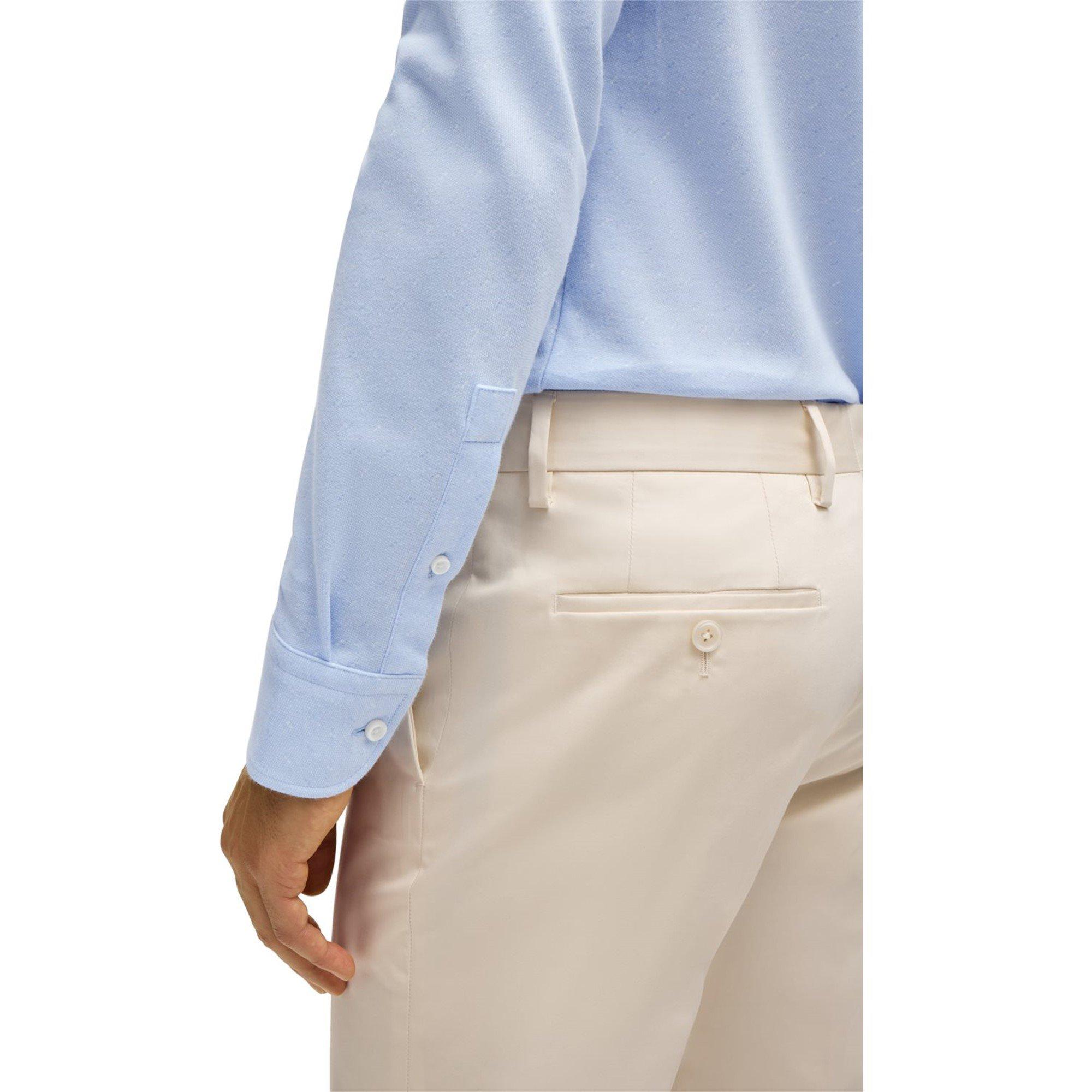 Lt Pas Blue 450 - Boss - Men's HBB CHAL spread Plain Long-Sleeve Shirt - 4