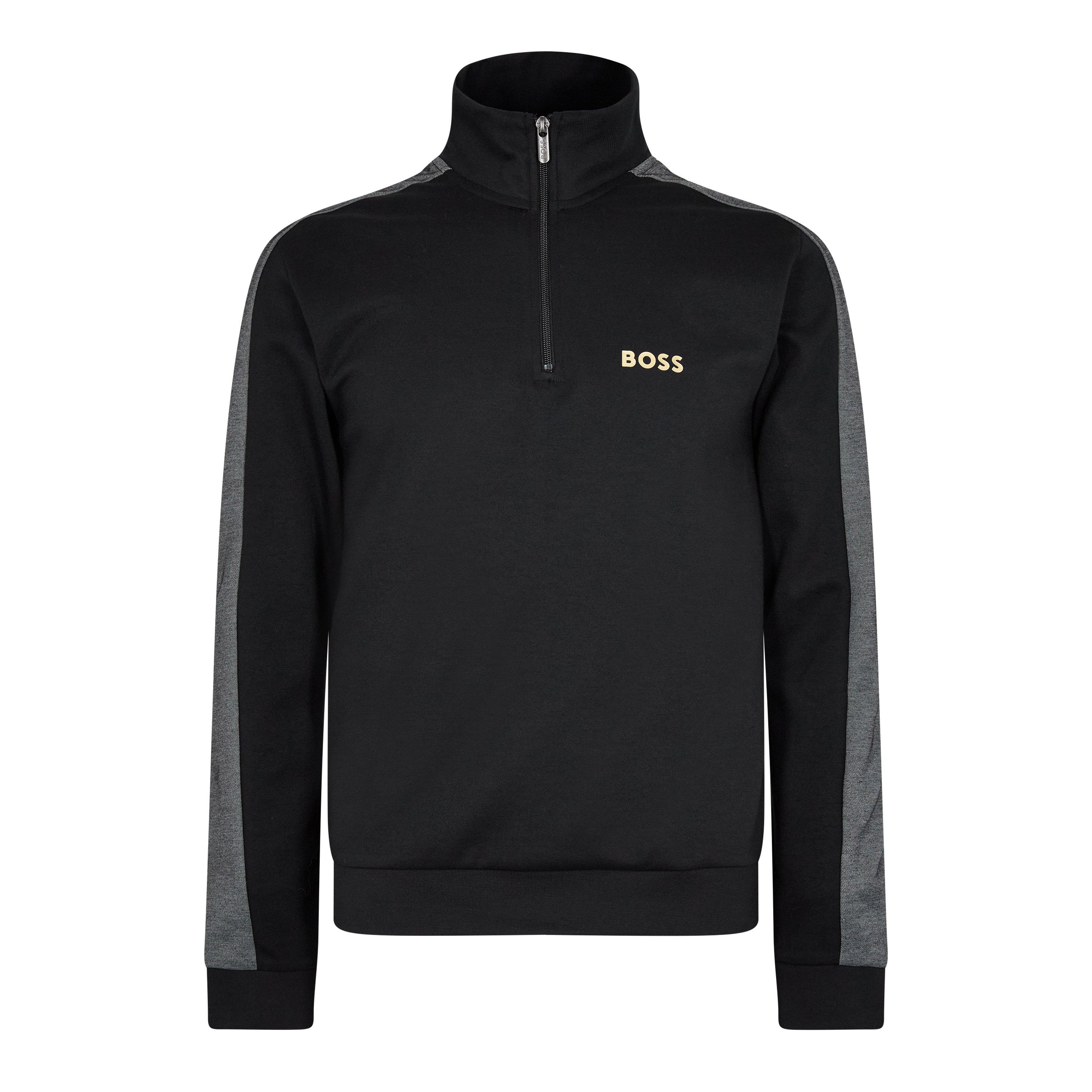 Black/Gold 001 - Boss - Men's Quarter Zip Fleece - 1