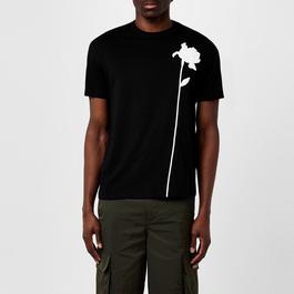 Valentino Mercerized Cotton T-Shirt With Flower Embroidery