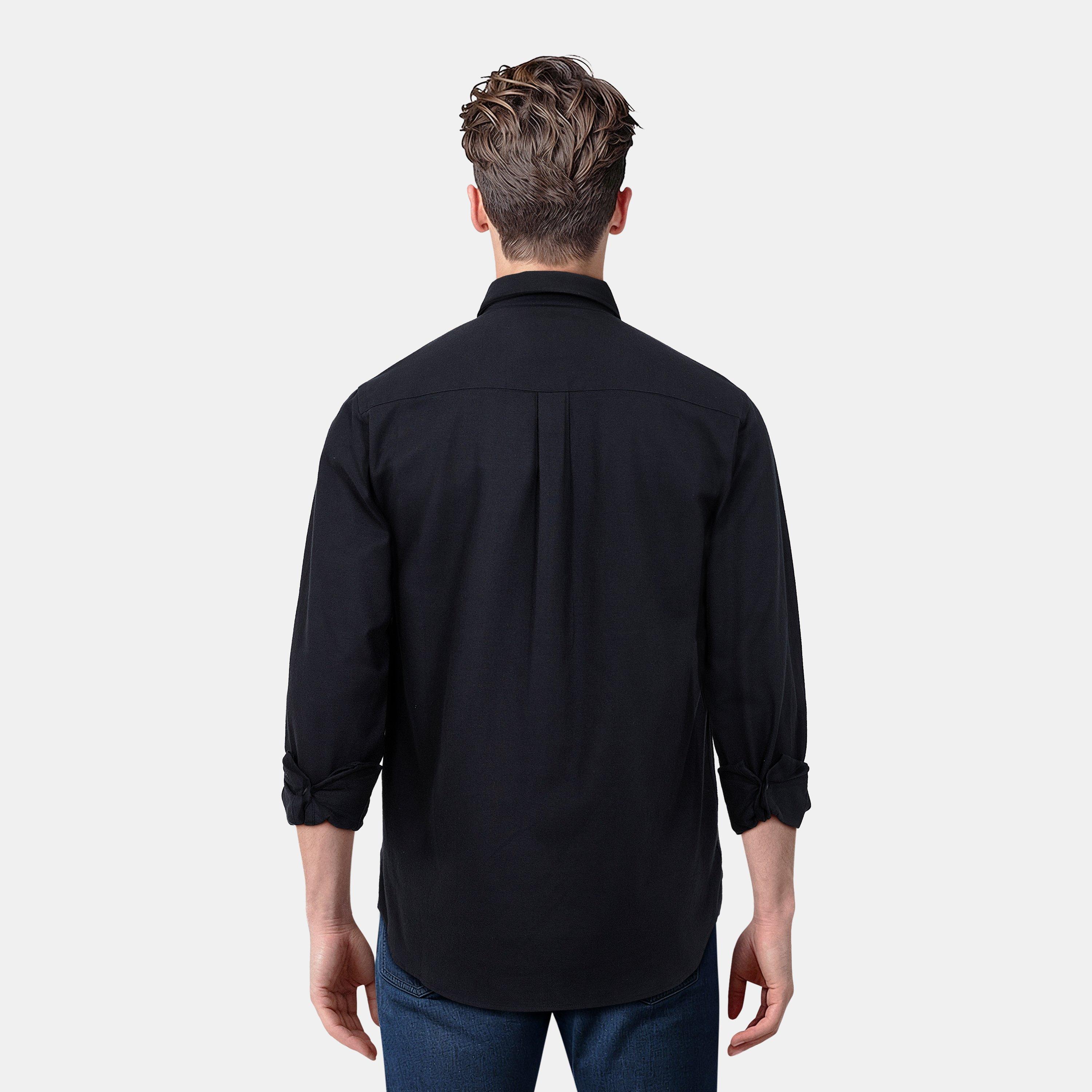 Saddle - Lyle and Scott - Men's Long-Sleeve Flannel Plain Shirt - 4