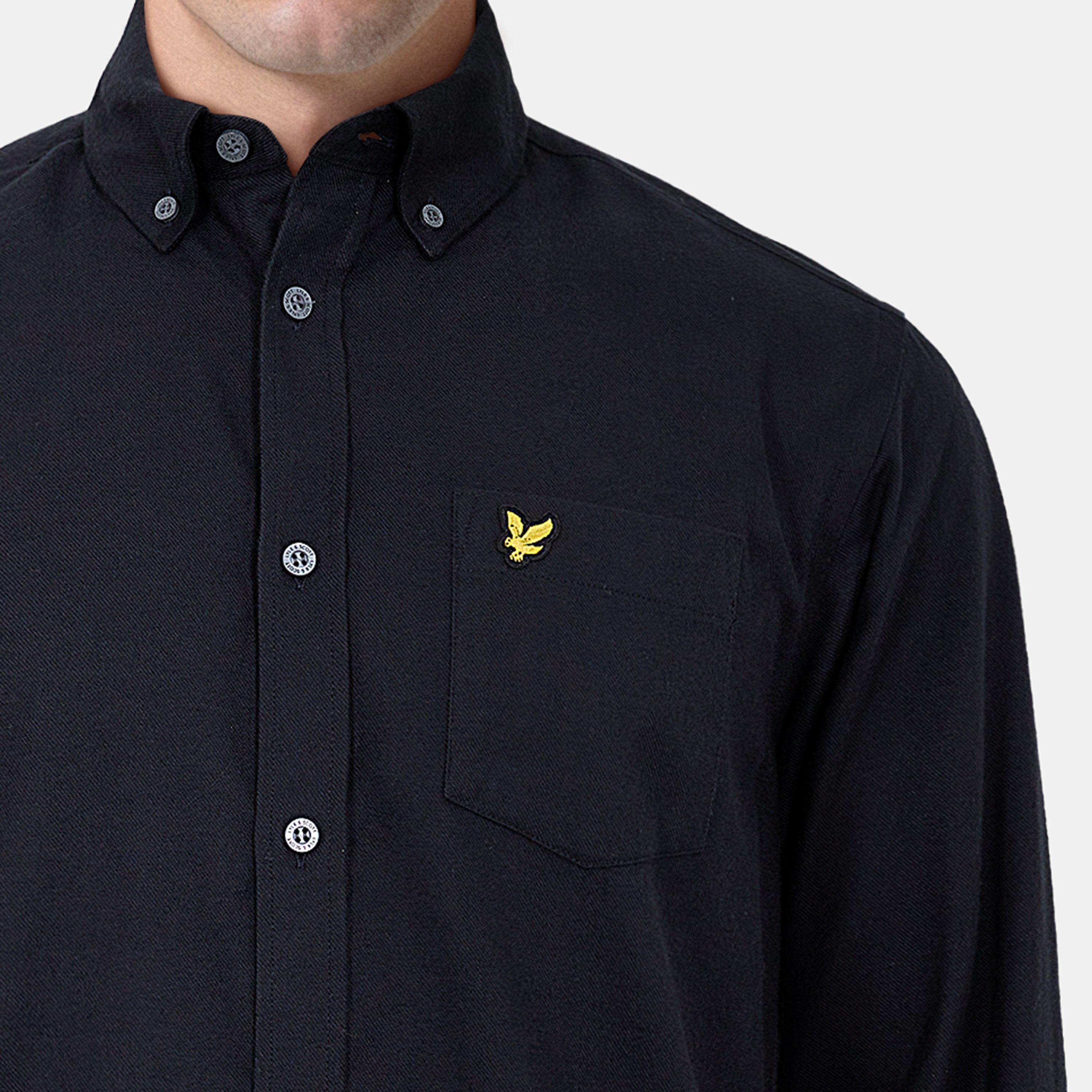 Saddle - Lyle and Scott - Men's Long-Sleeve Flannel Plain Shirt - 5