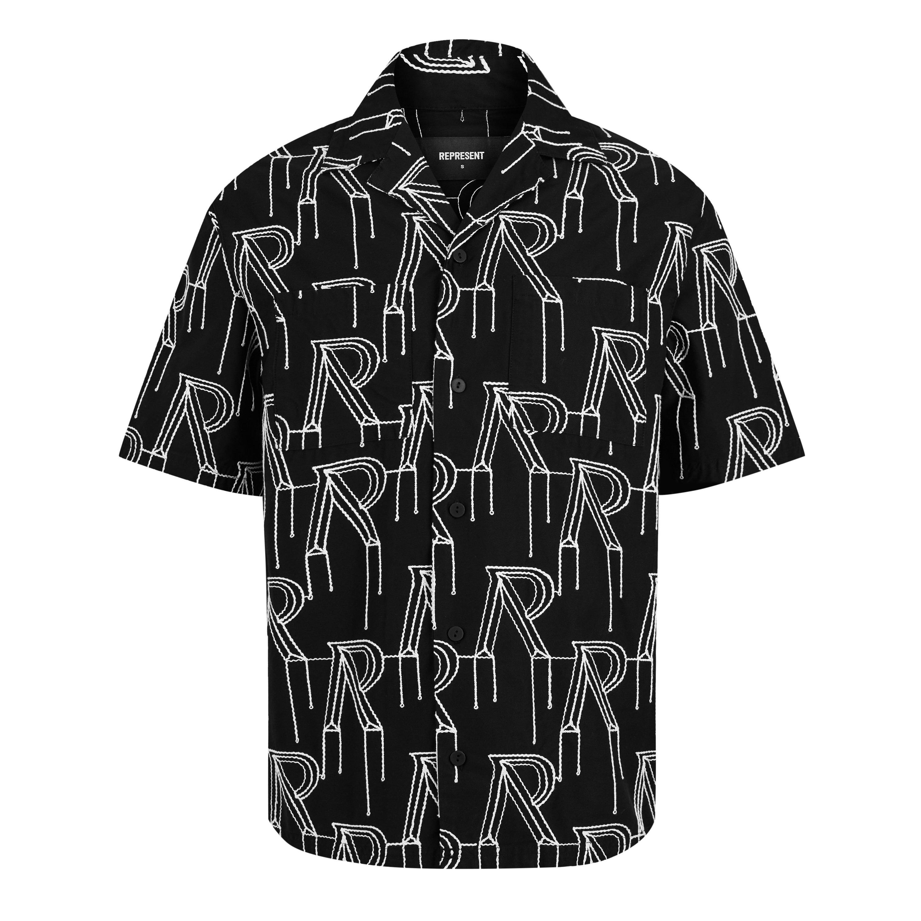 Black - Represent - Men's Rep Embroidered Pattern Design Shirt - 5