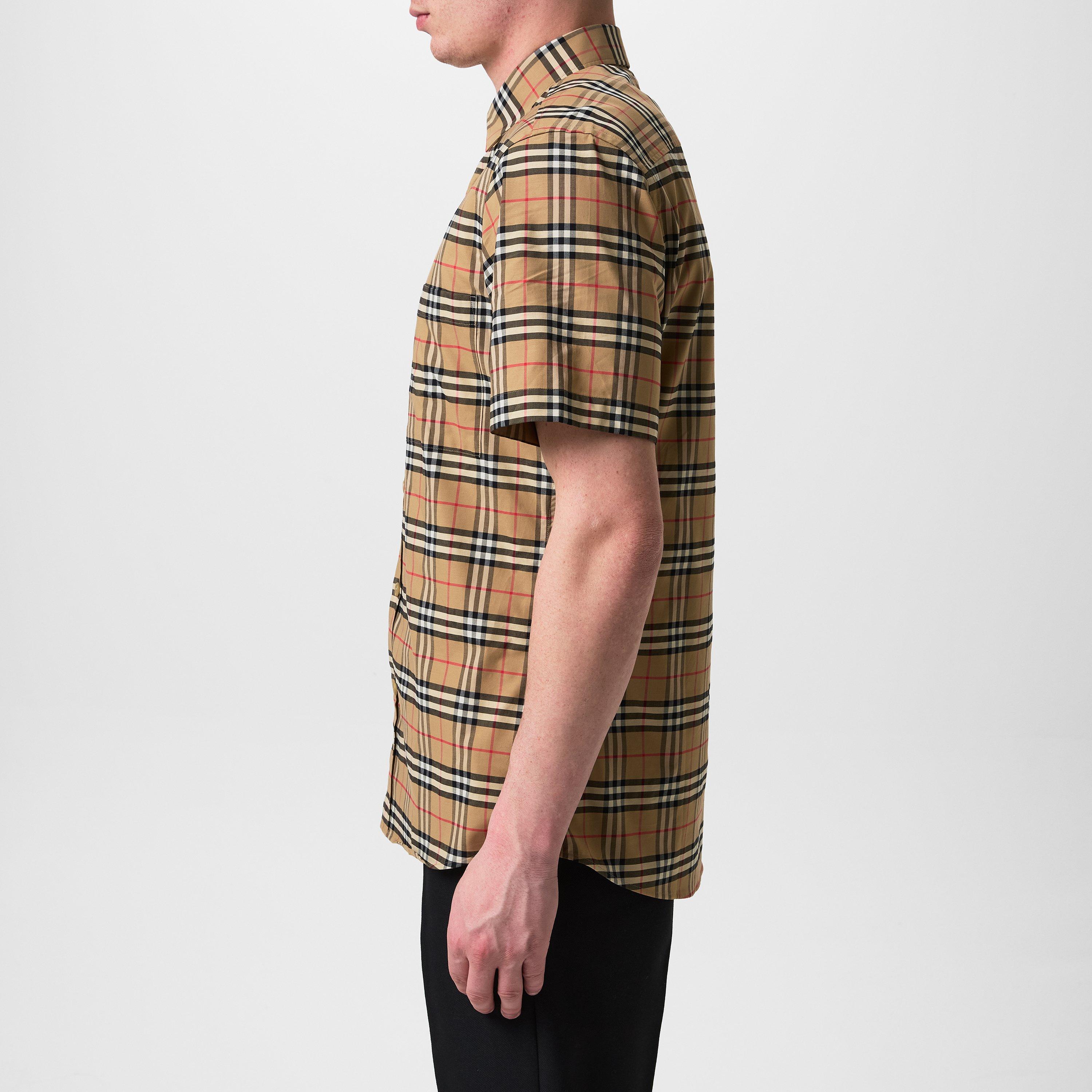 Burberry | Men's Check Cotton Shirt | Patterned Shirt - Short