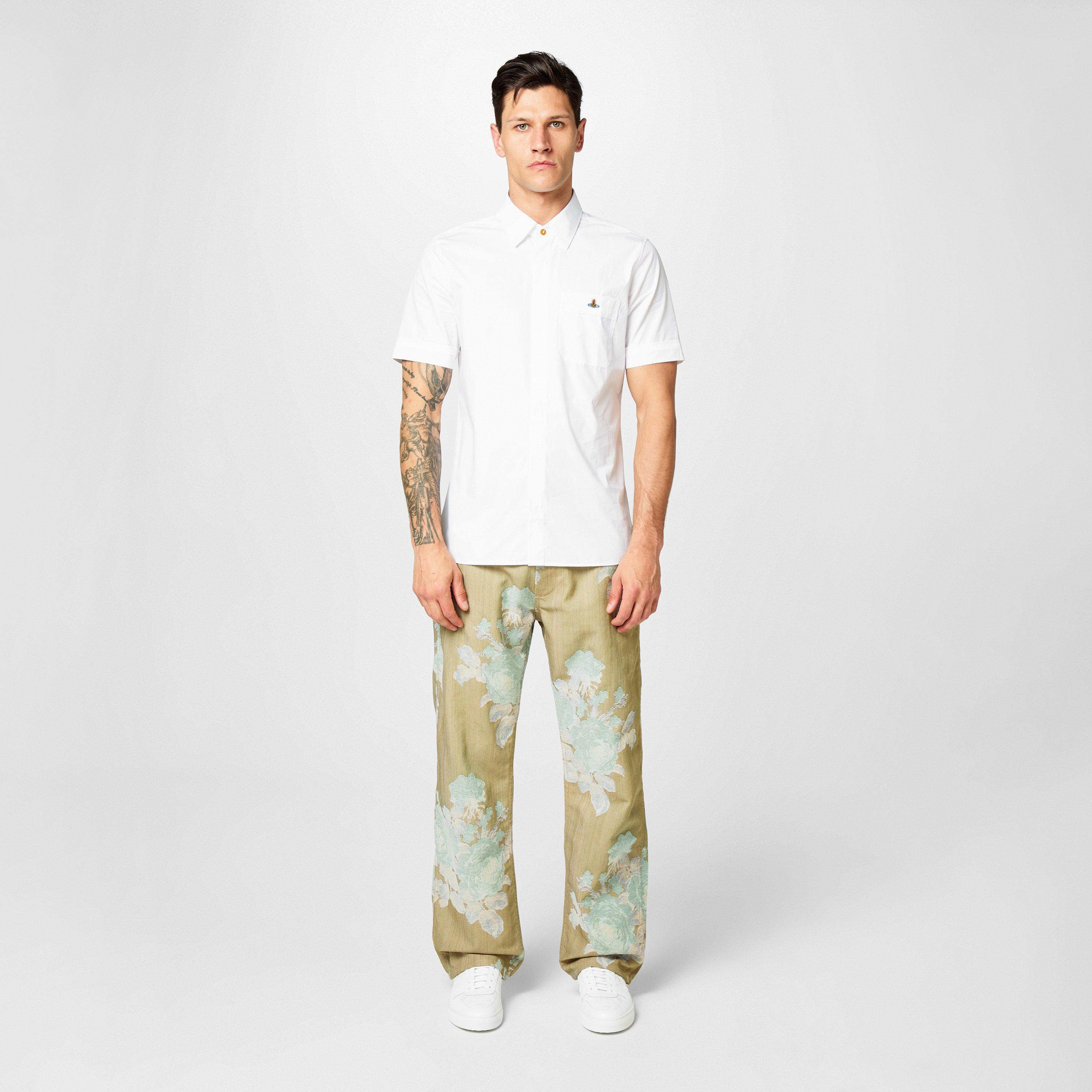 White - Vivienne Westwood - Men's Cotton Classic Saturn Orb Short-Sleeved Shirt - 4