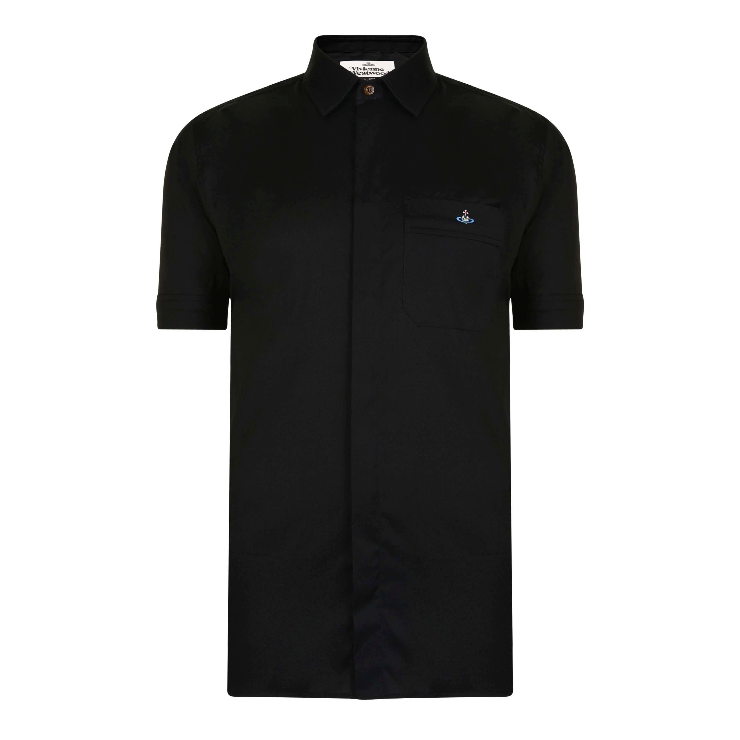 Black - Vivienne Westwood - Men's Cotton Classic Saturn Orb Short-Sleeved Shirt - 7