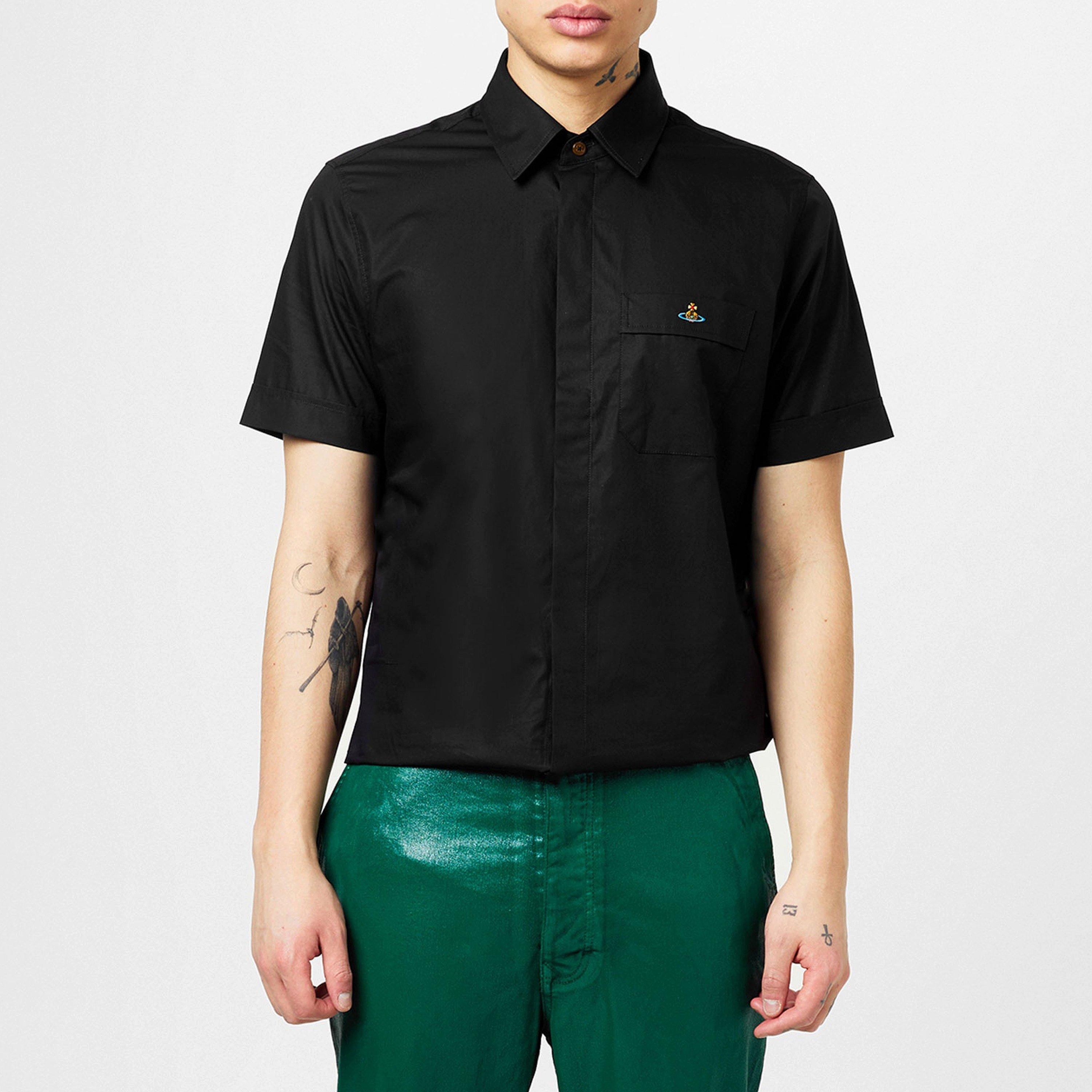 Black - Vivienne Westwood - Men's Cotton Classic Saturn Orb Short-Sleeved Shirt - 3