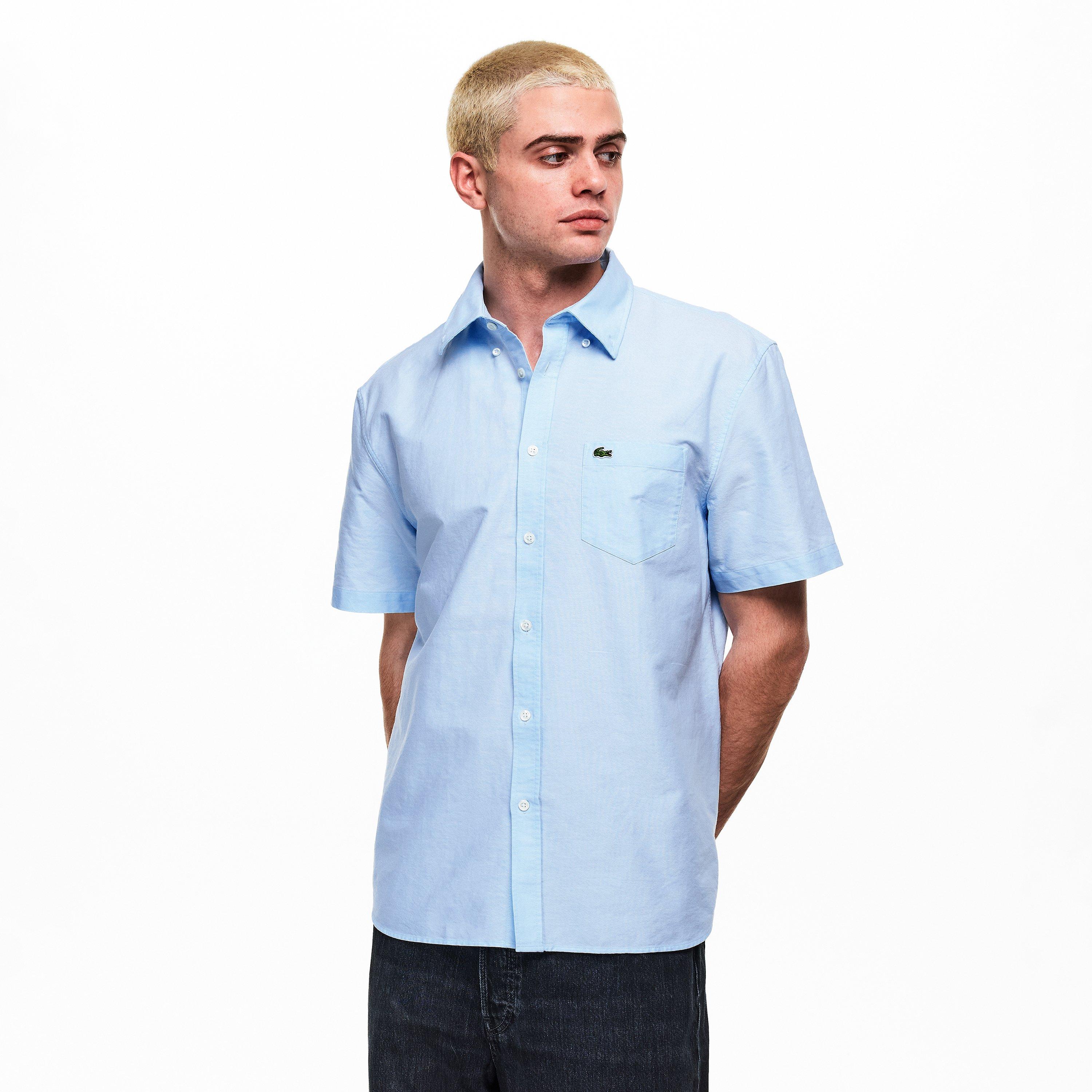 Blue F6Z - Lacoste - Short Sleeve Oxford Shirt Mens - 3