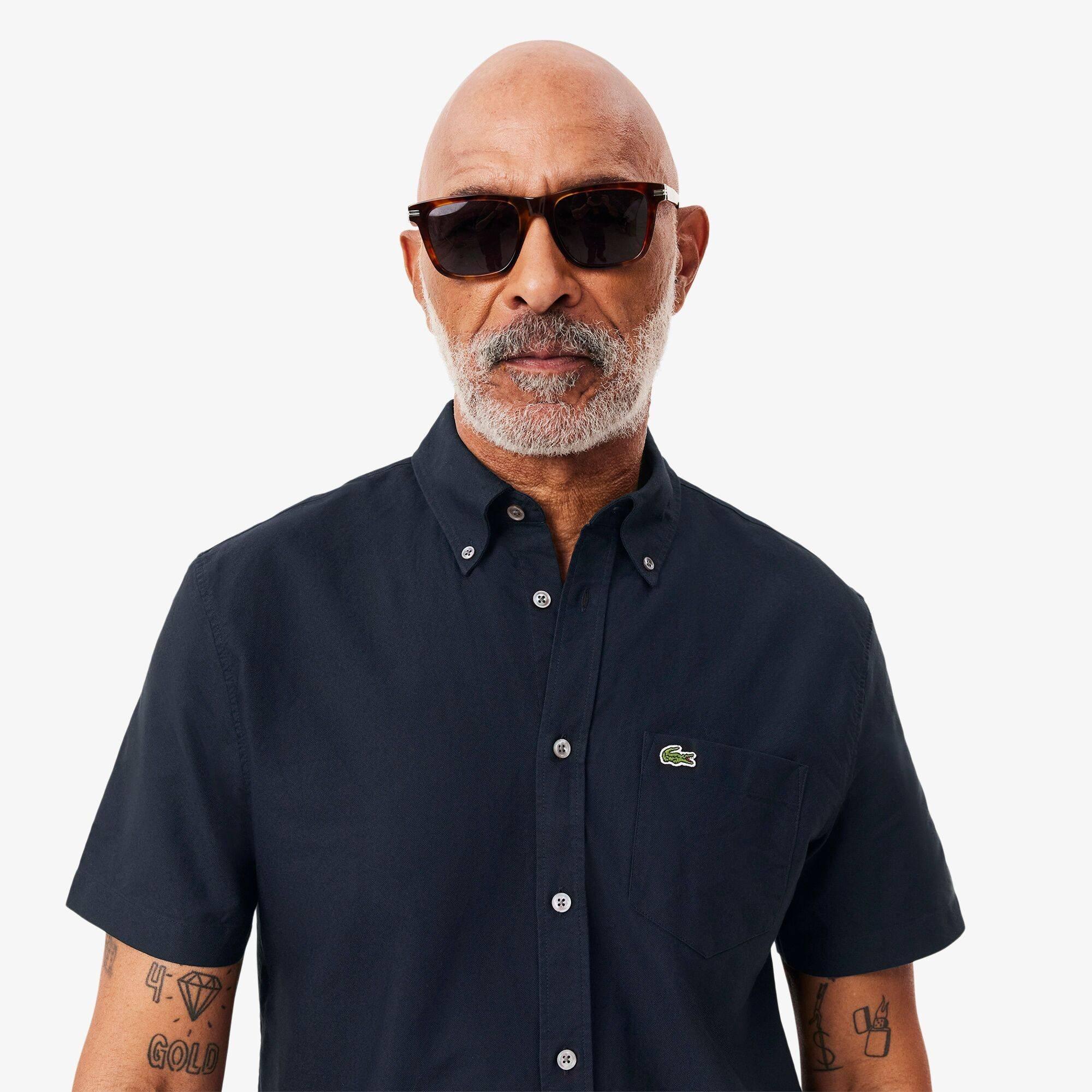 Navy F2W - Lacoste - Short Sleeve Oxford Shirt Mens - 3