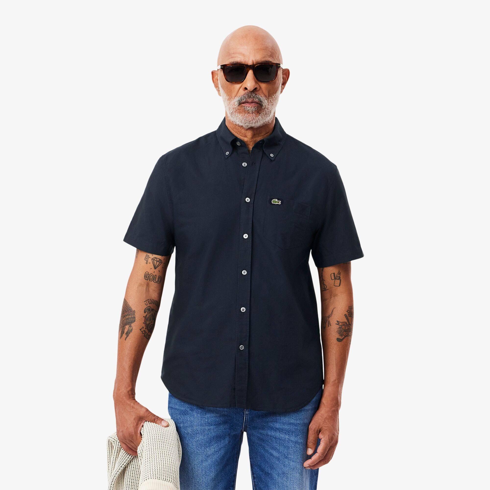 Navy F2W - Lacoste - Short Sleeve Oxford Shirt Mens - 4