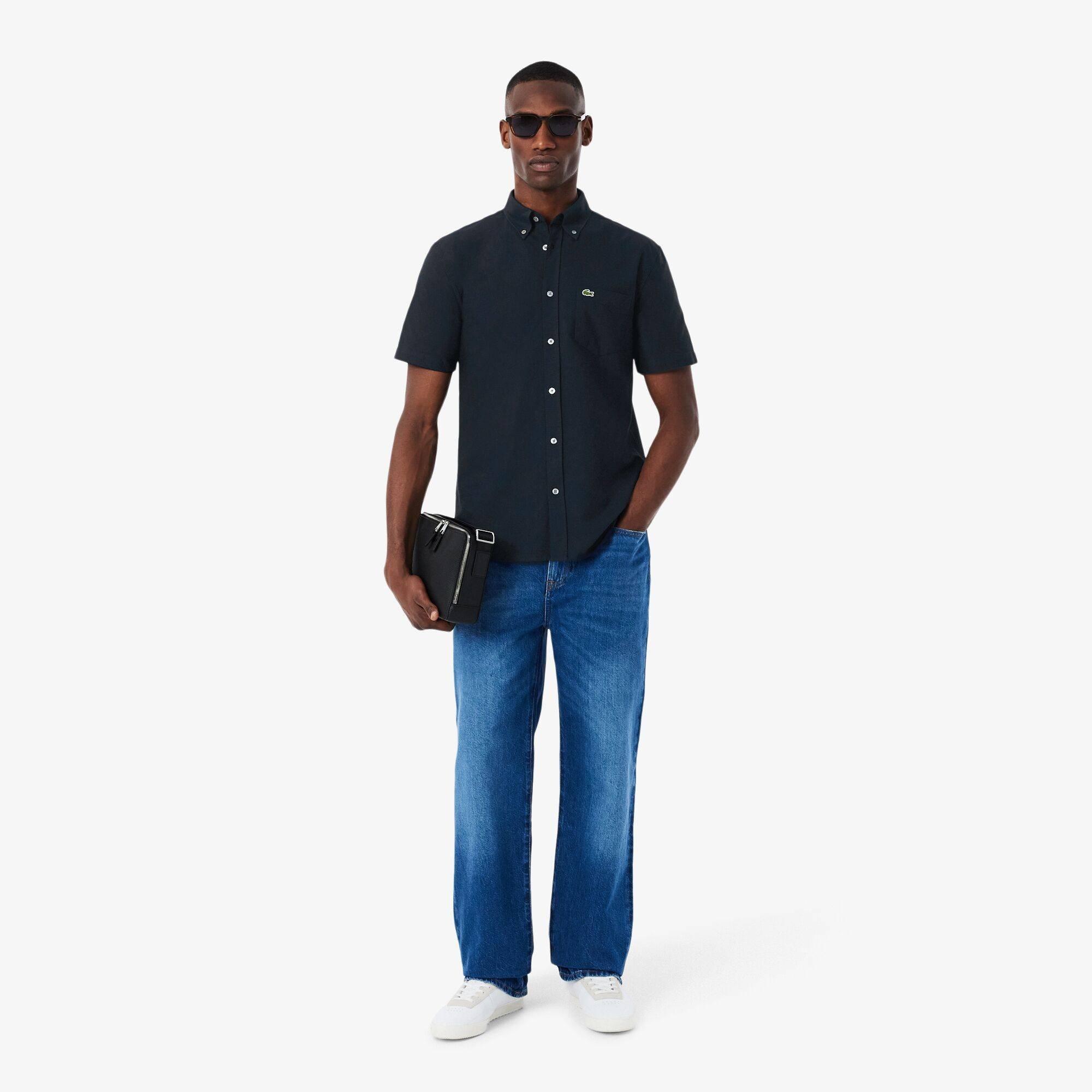 Navy F2W - Lacoste - Short Sleeve Oxford Shirt Mens - 6