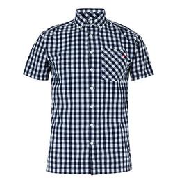 Lee Cooper Mens Gingham Check Short Sleeve Shirt