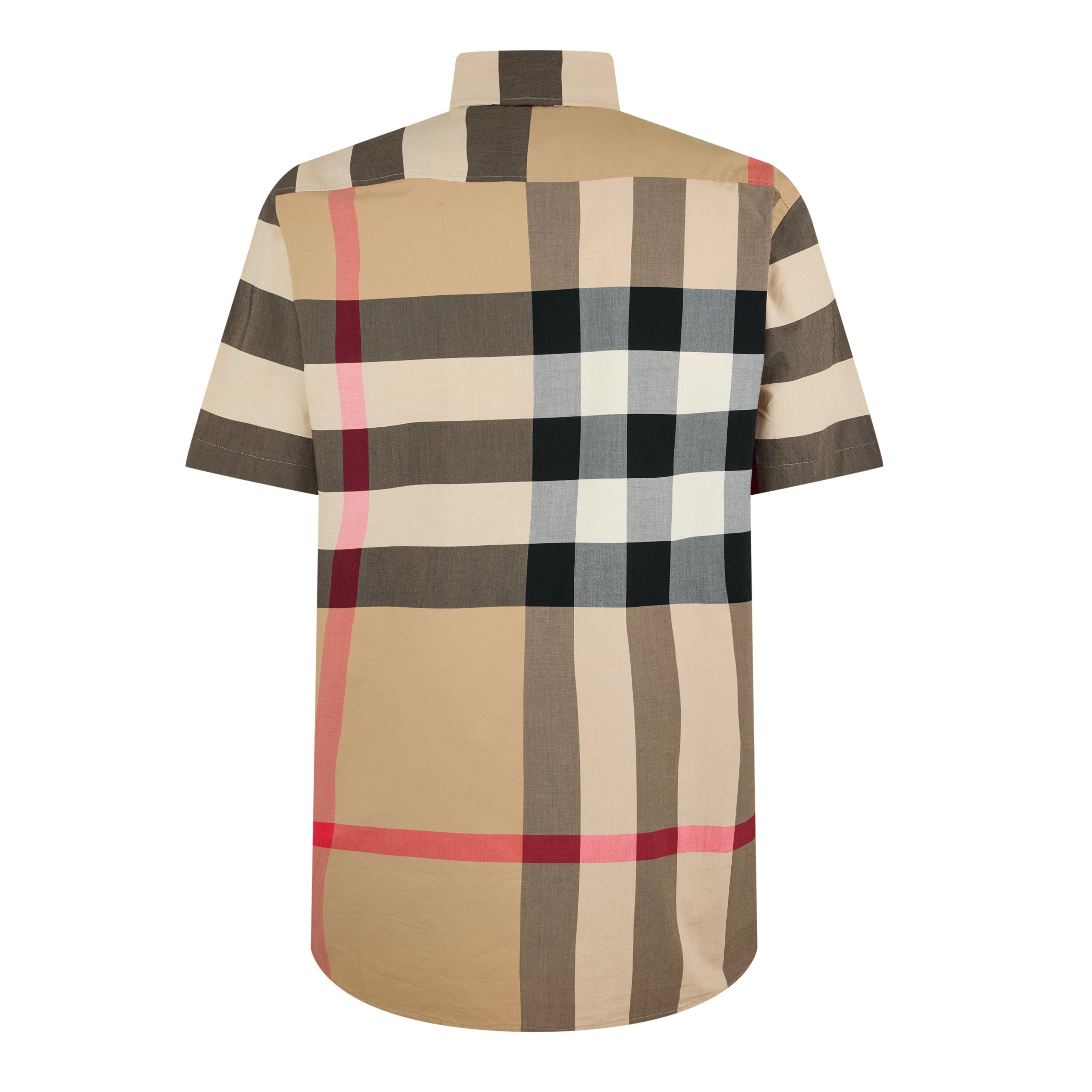 Arc B Chk A7028 - Burberry - Men's Check Cotton Somerton Short Sleeved Shirt - 2