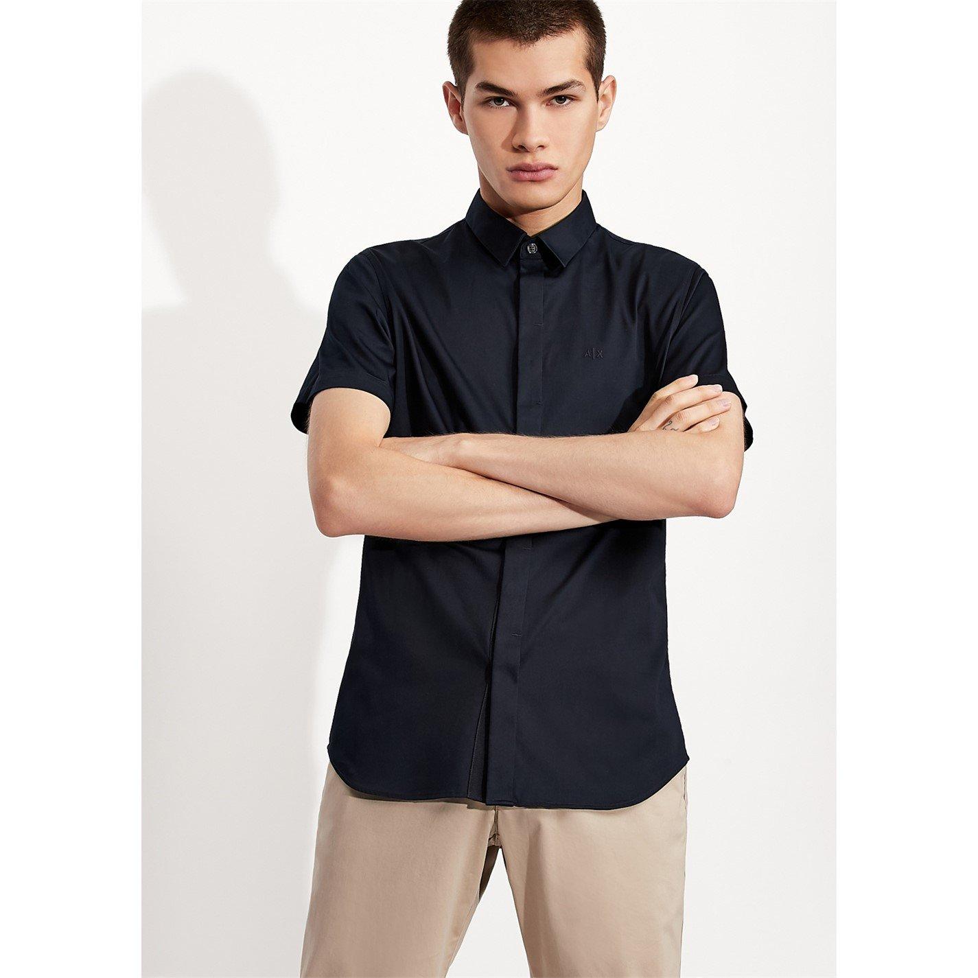 Navy 1510 - Armani Exchange - Slim Short Sleeve Shirt - 4