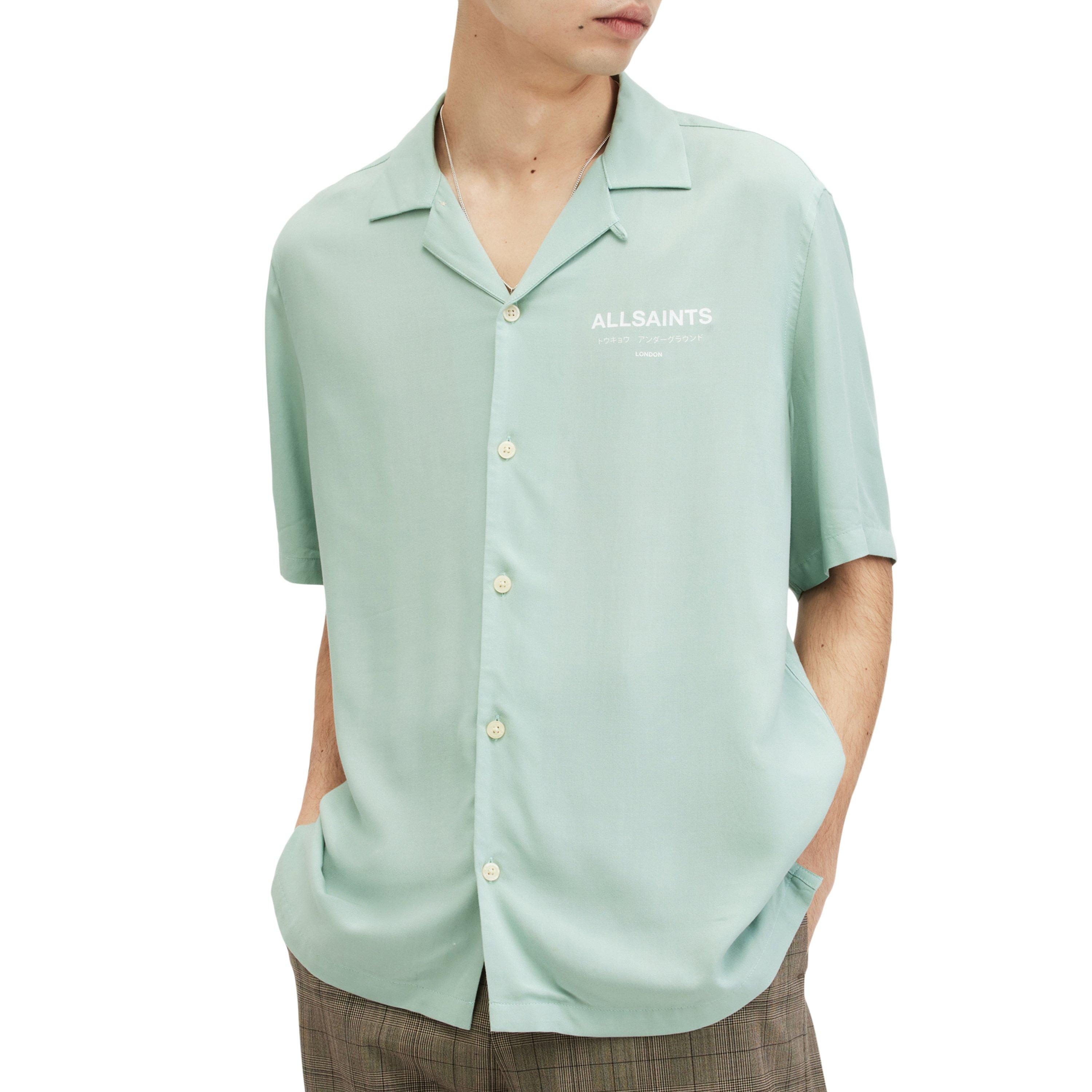 Teal Green - AllSaints - Men's Underground Short-Sleeve Patterned Shirt - 2
