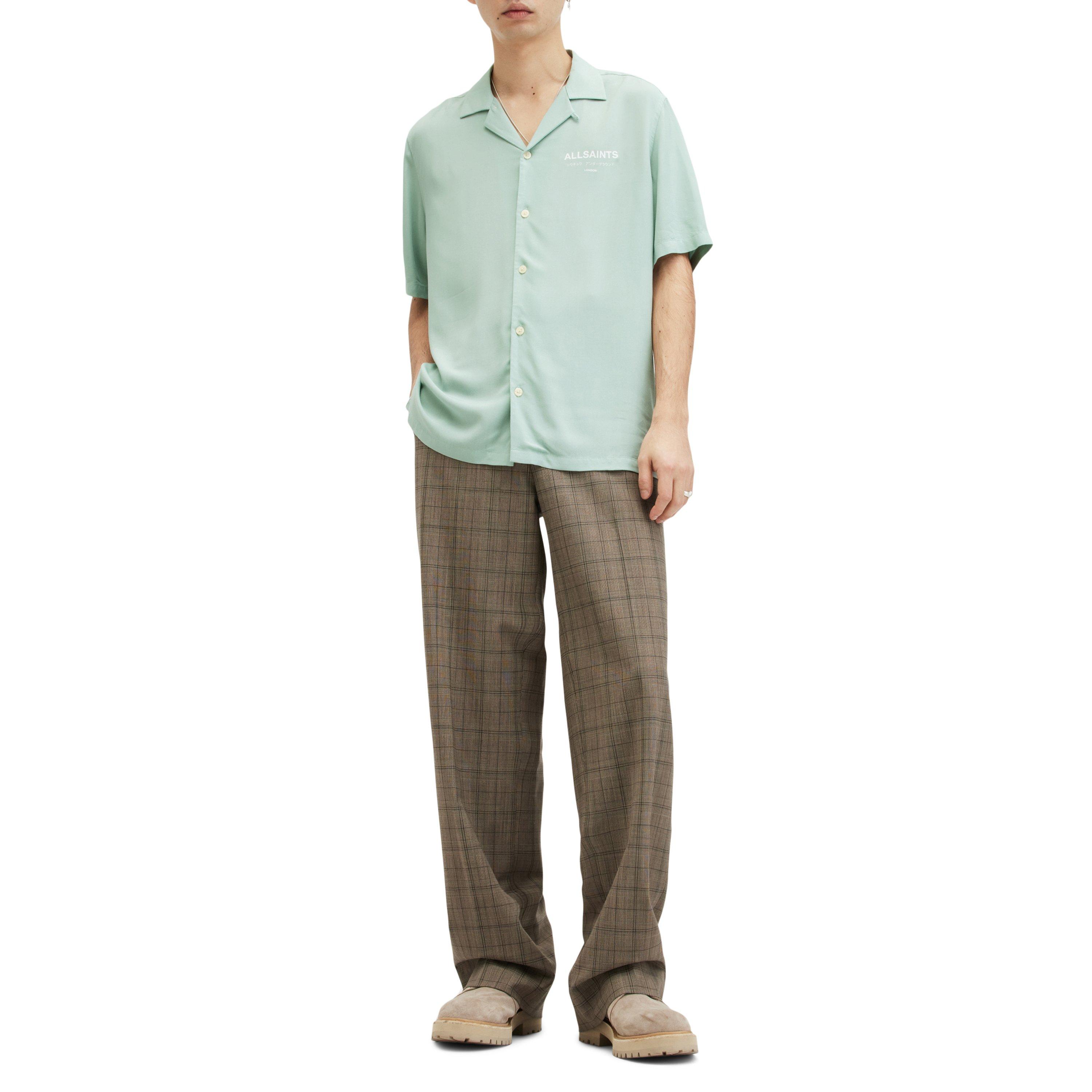 Teal Green - AllSaints - Men's Underground Short-Sleeve Patterned Shirt - 5