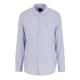 Armani Exchange Stripe Linen Long Sleeve Shirt