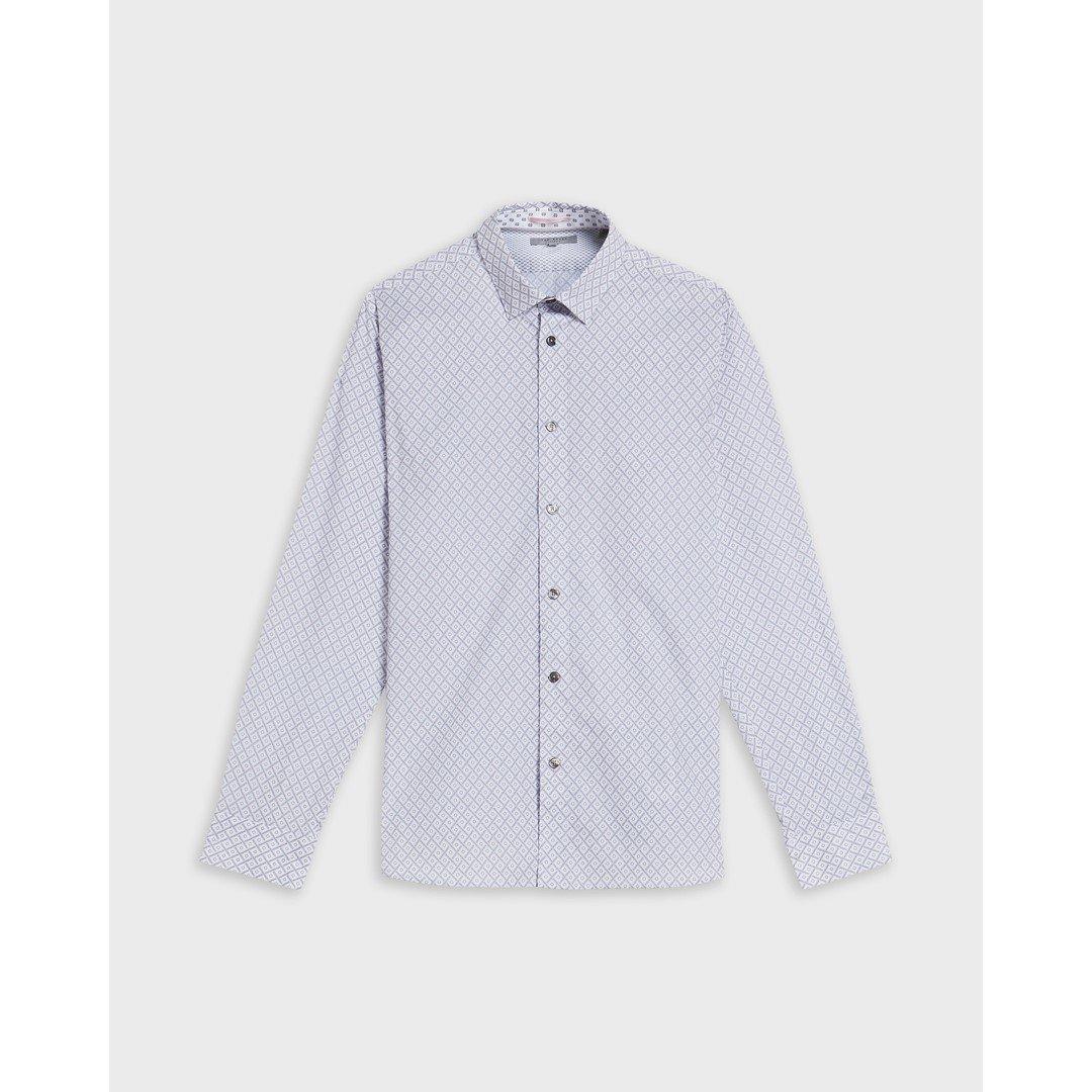 Weiß - Ted Baker - Men's Long-Sleeve Patterned Shirt - 4