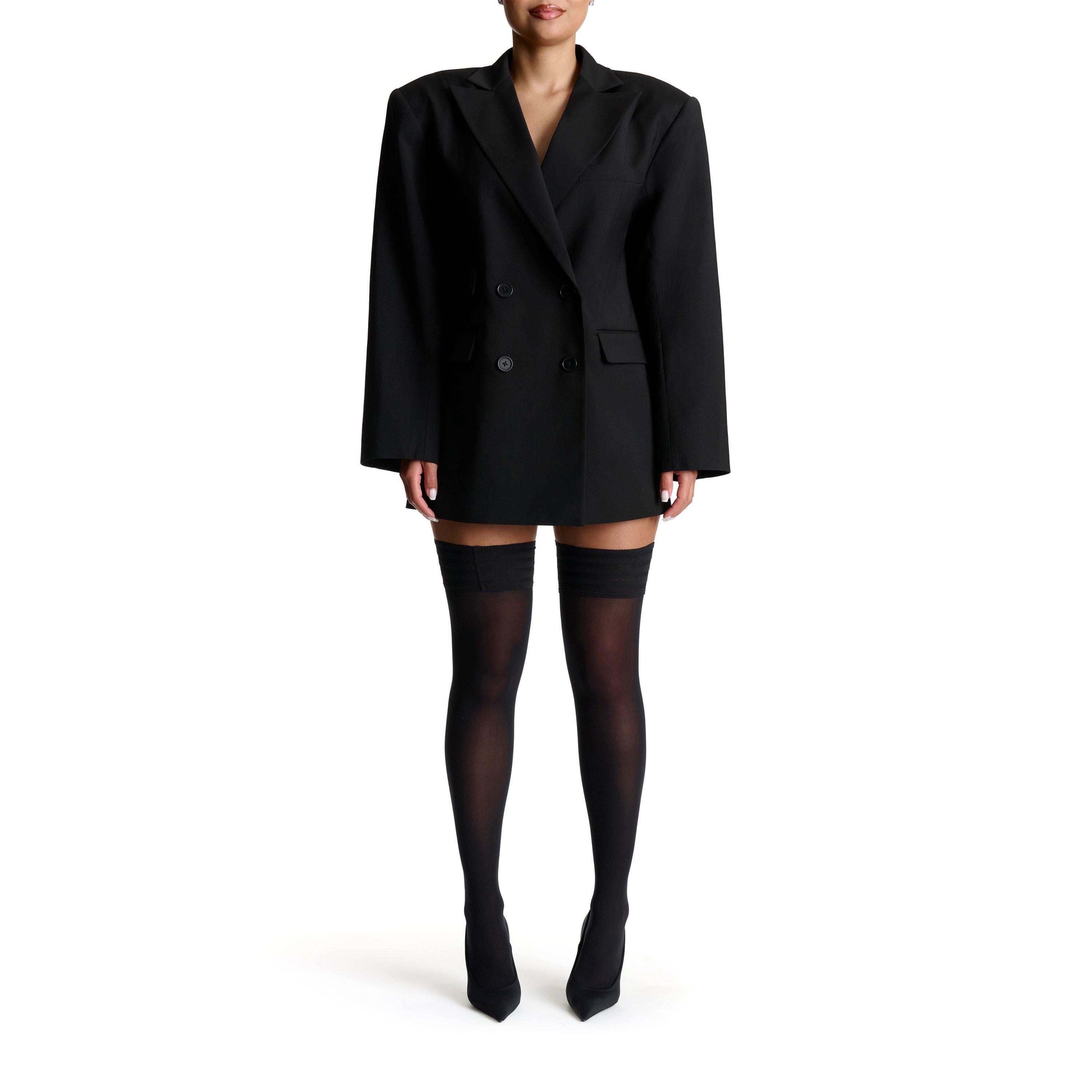 Black - Naked Wardrobe - Women's Boyfriend Oversized Long Sleeve Blazer - 6
