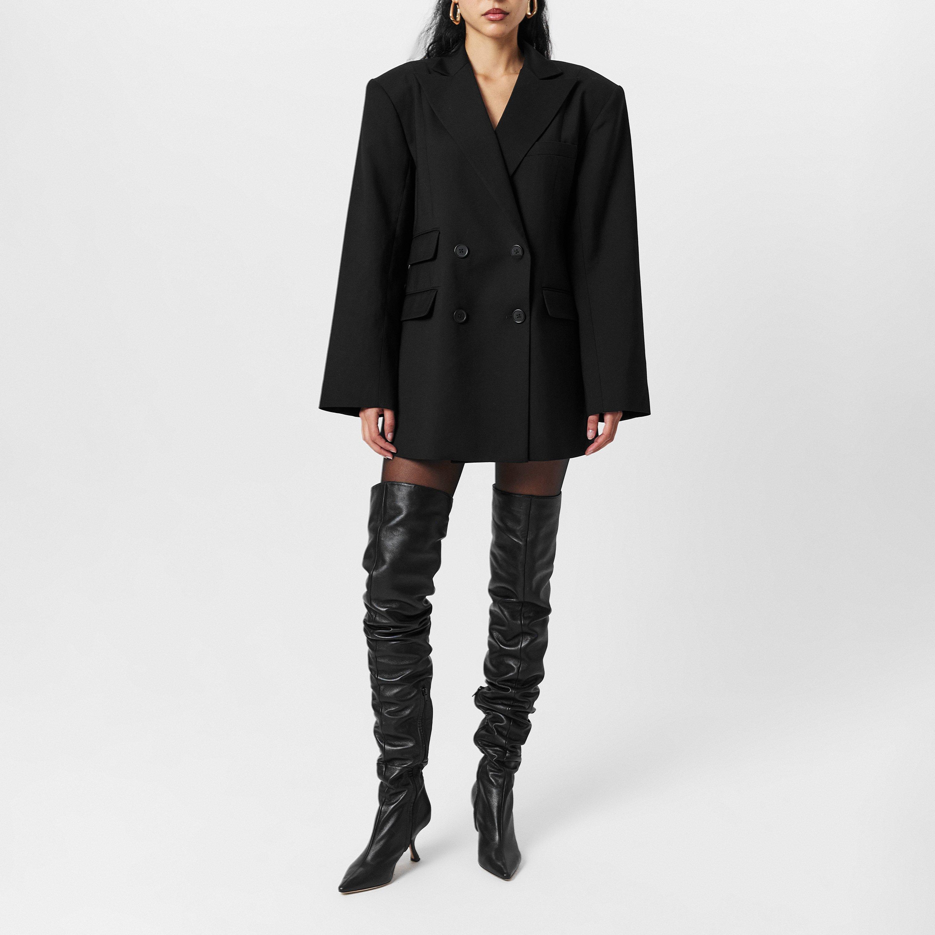 Black - Naked Wardrobe - Women's Boyfriend Oversized Long Sleeve Blazer - 7