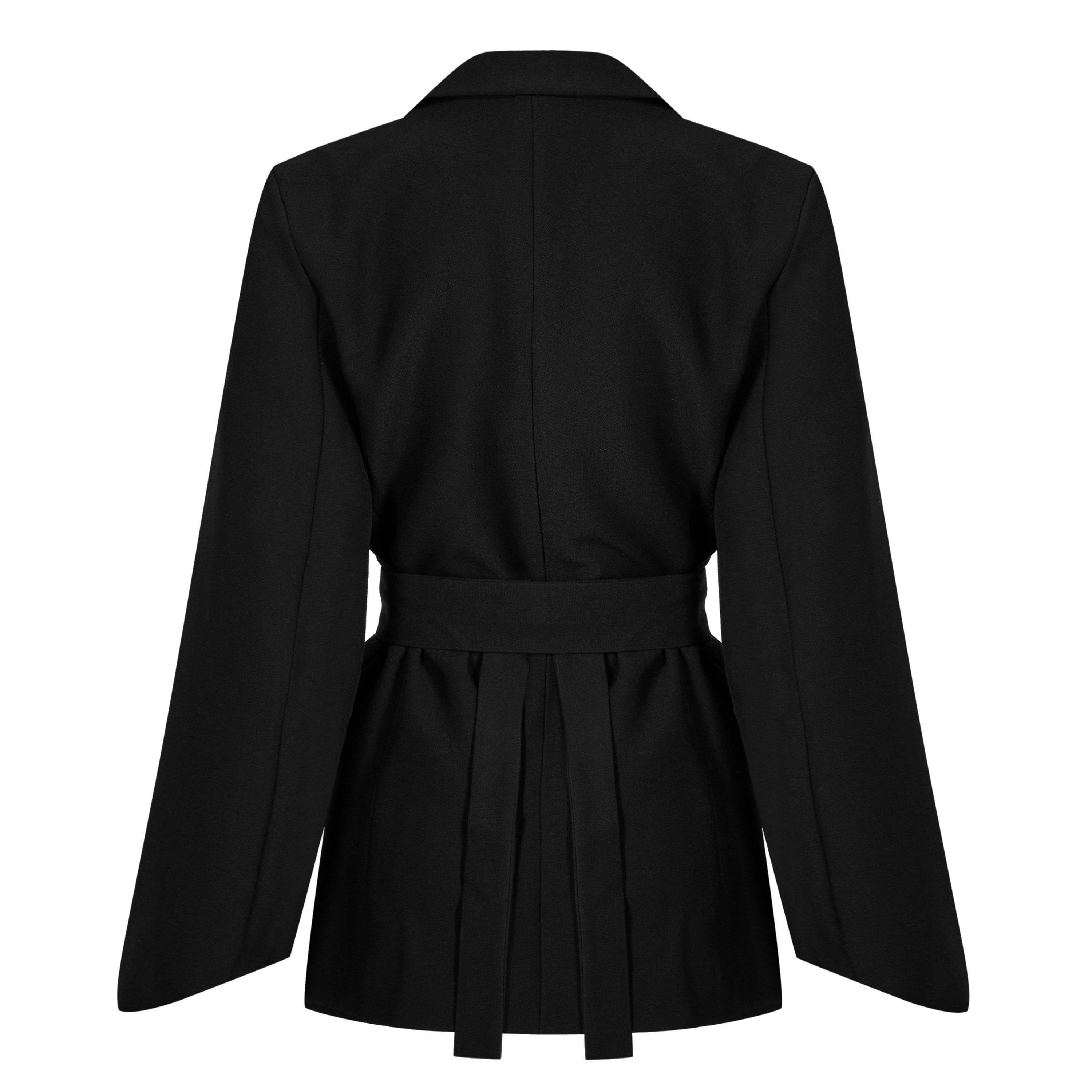 Black - Odd Muse - Women's Belted Long Sleeve Blazer - 8
