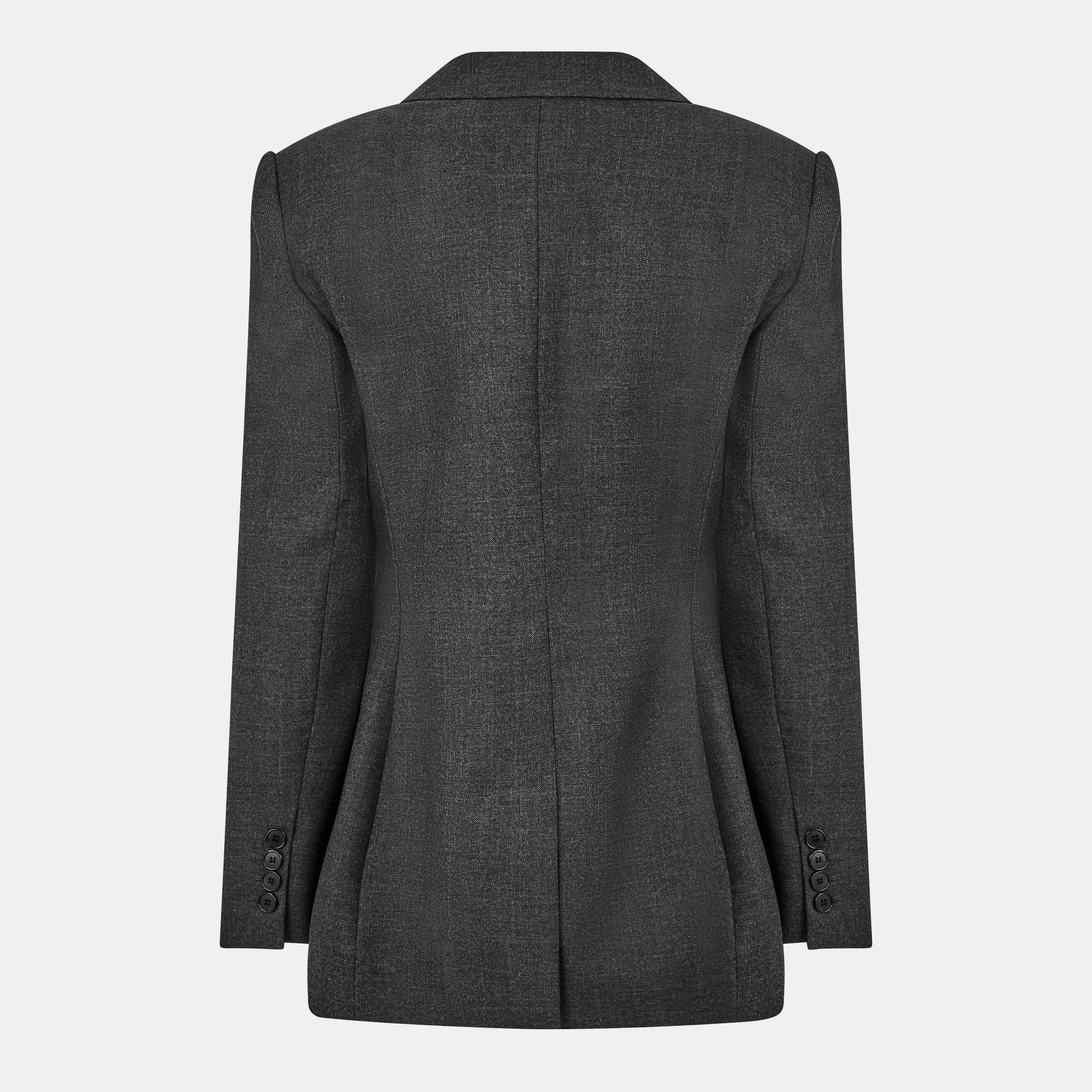 Grey Mix - GIVENCHY - Women's Double Breasted Wool Long Sleeve Blazer - 2