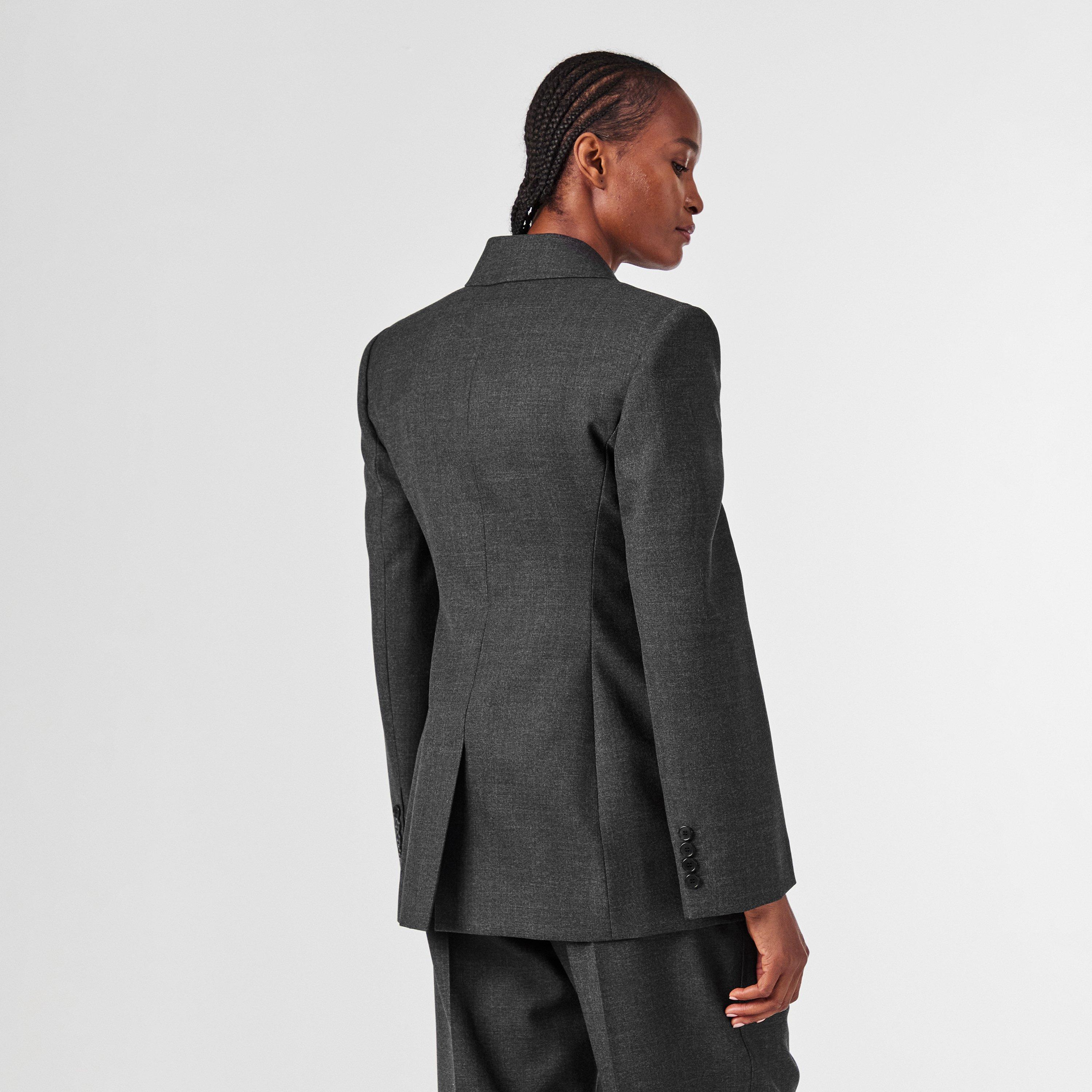 Grey Mix - GIVENCHY - Women's Double Breasted Wool Long Sleeve Blazer - 4