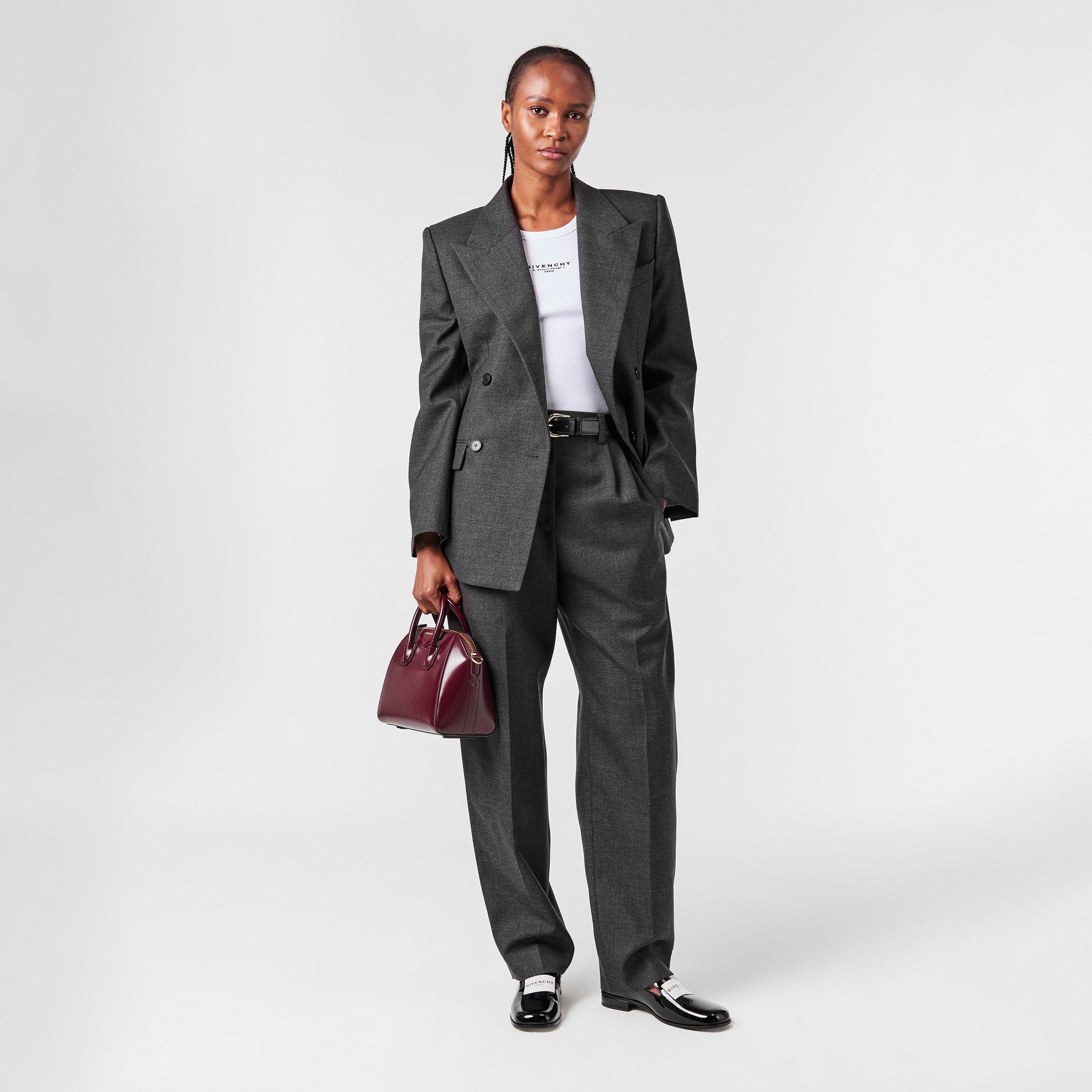 Grey Mix - GIVENCHY - Women's Double Breasted Wool Long Sleeve Blazer - 6