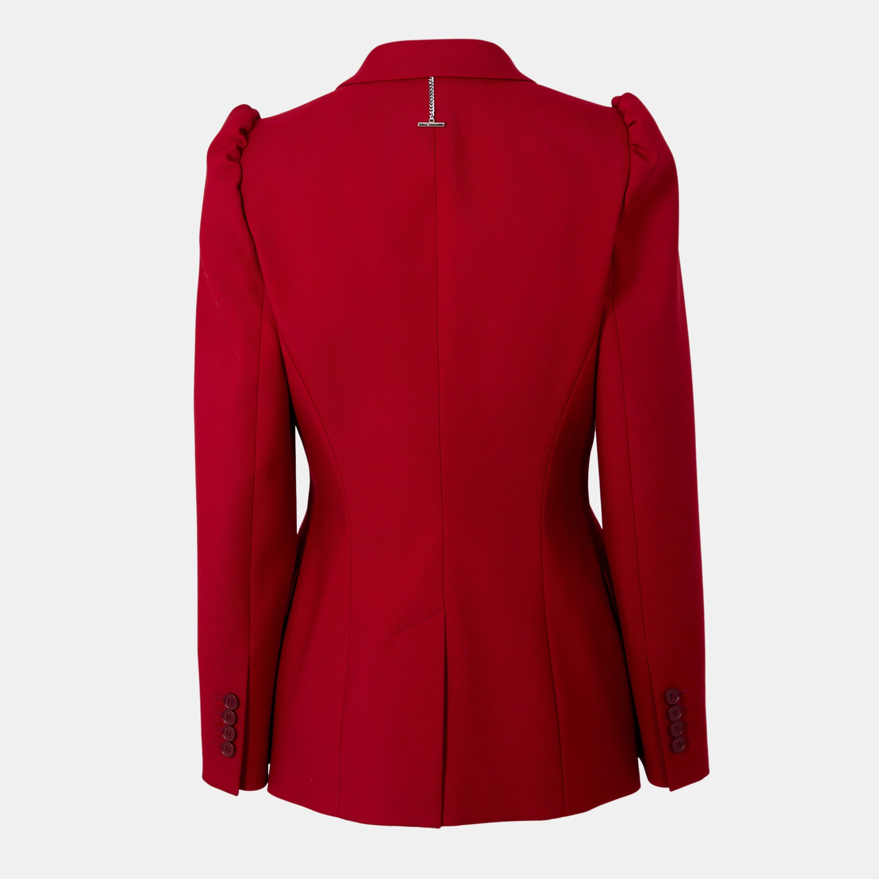 Crimson - Alexander McQueen - Women's Alex Shoulder Structured Shoulder Tailored Fit Blazer - 2