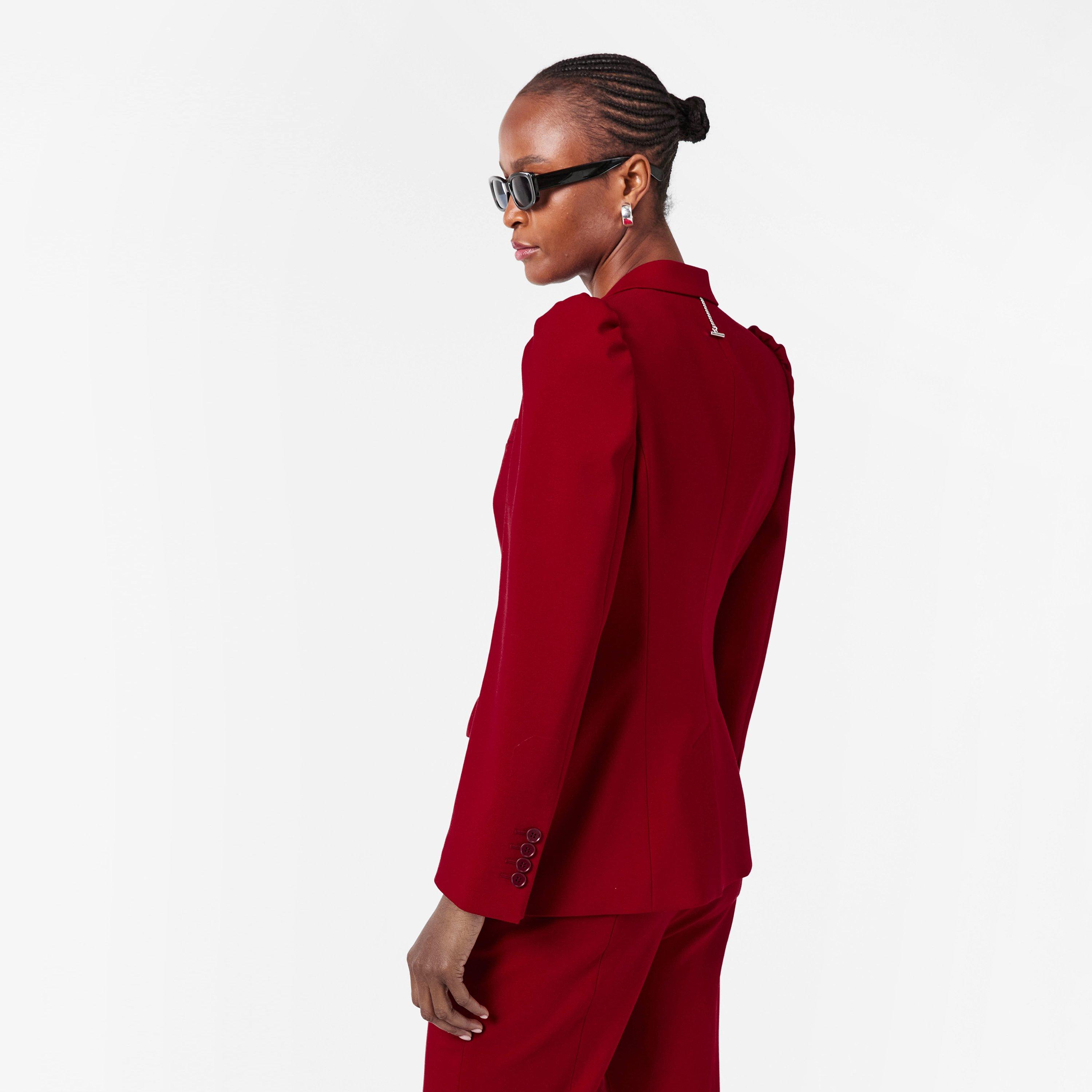 Crimson - Alexander McQueen - Women's Alex Shoulder Structured Shoulder Tailored Fit Blazer - 4