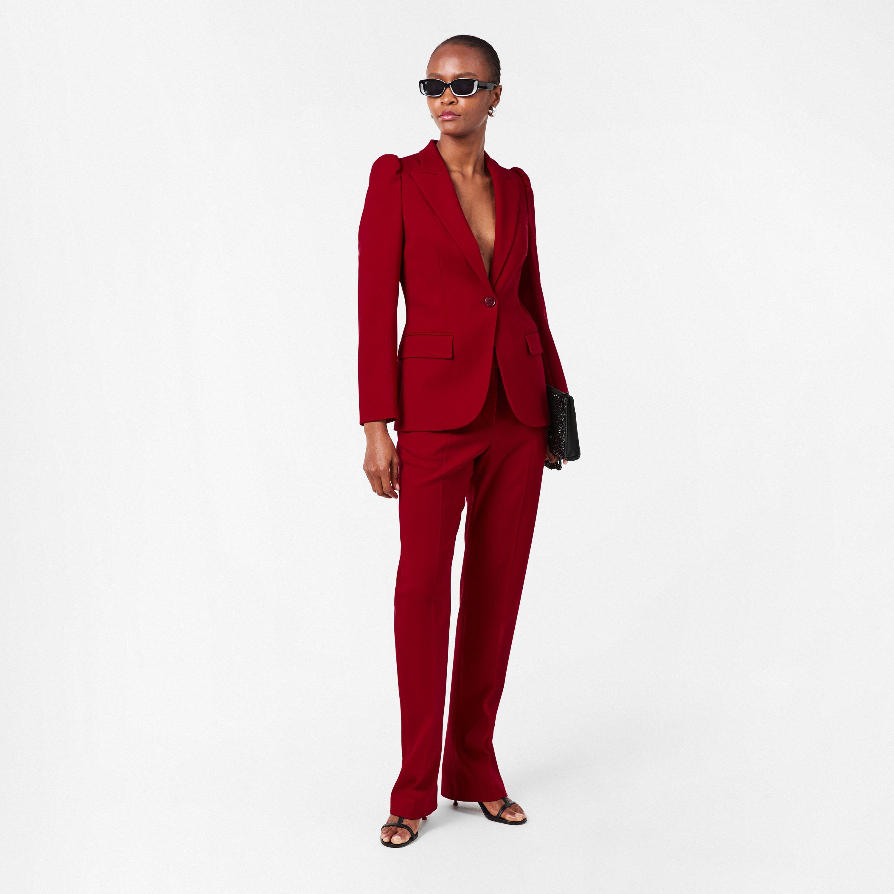 Crimson - Alexander McQueen - Women's Alex Shoulder Structured Shoulder Tailored Fit Blazer - 6