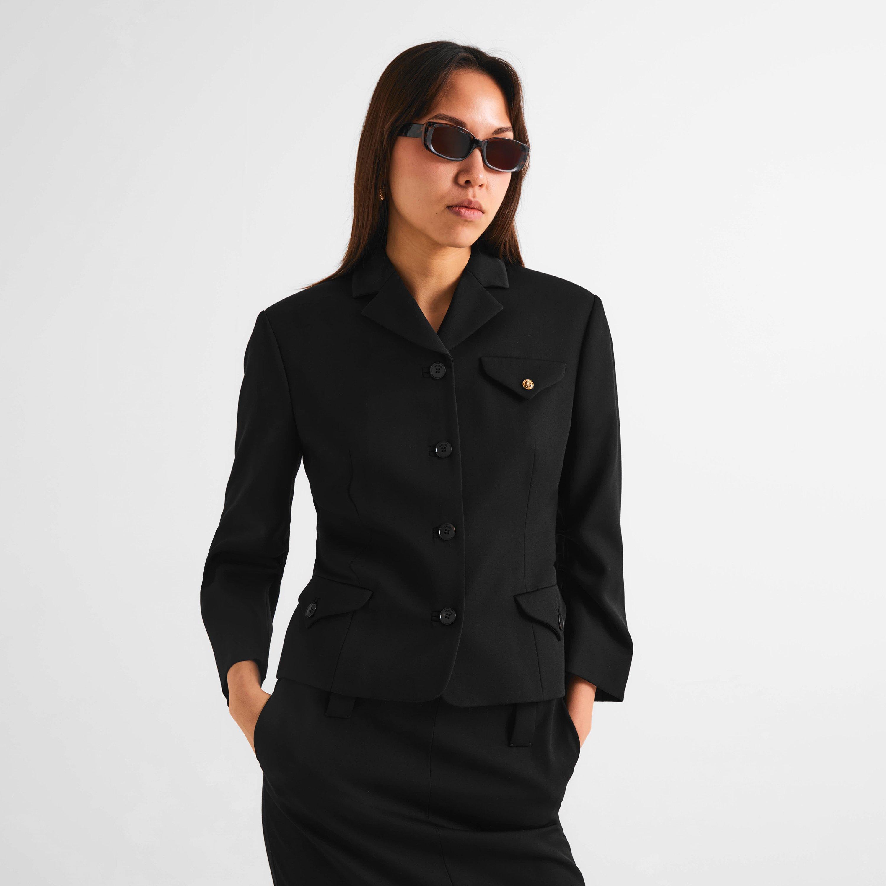 Black - Versace - Women's Wool Blazer - 3