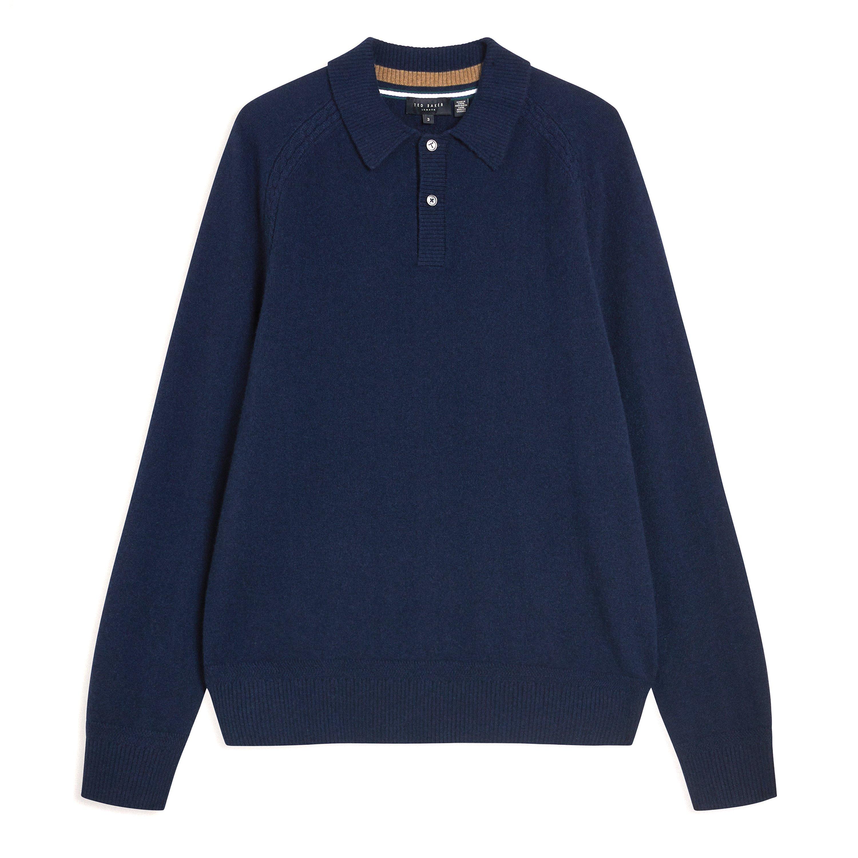 Azul Marinho - Ted Baker - Men's Long-Sleeve Polo Shirt - 5