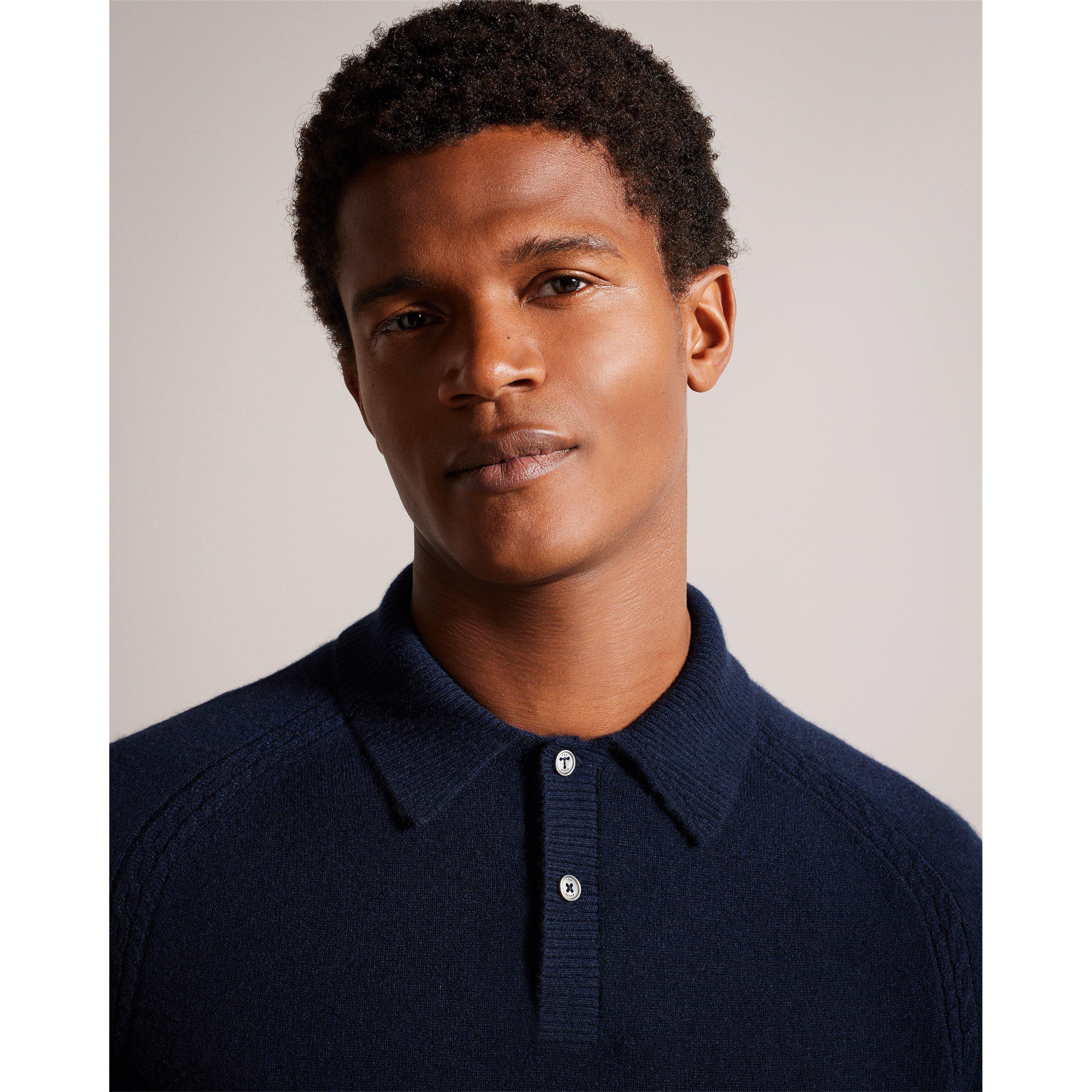 Azul Marinho - Ted Baker - Men's Long-Sleeve Polo Shirt - 4