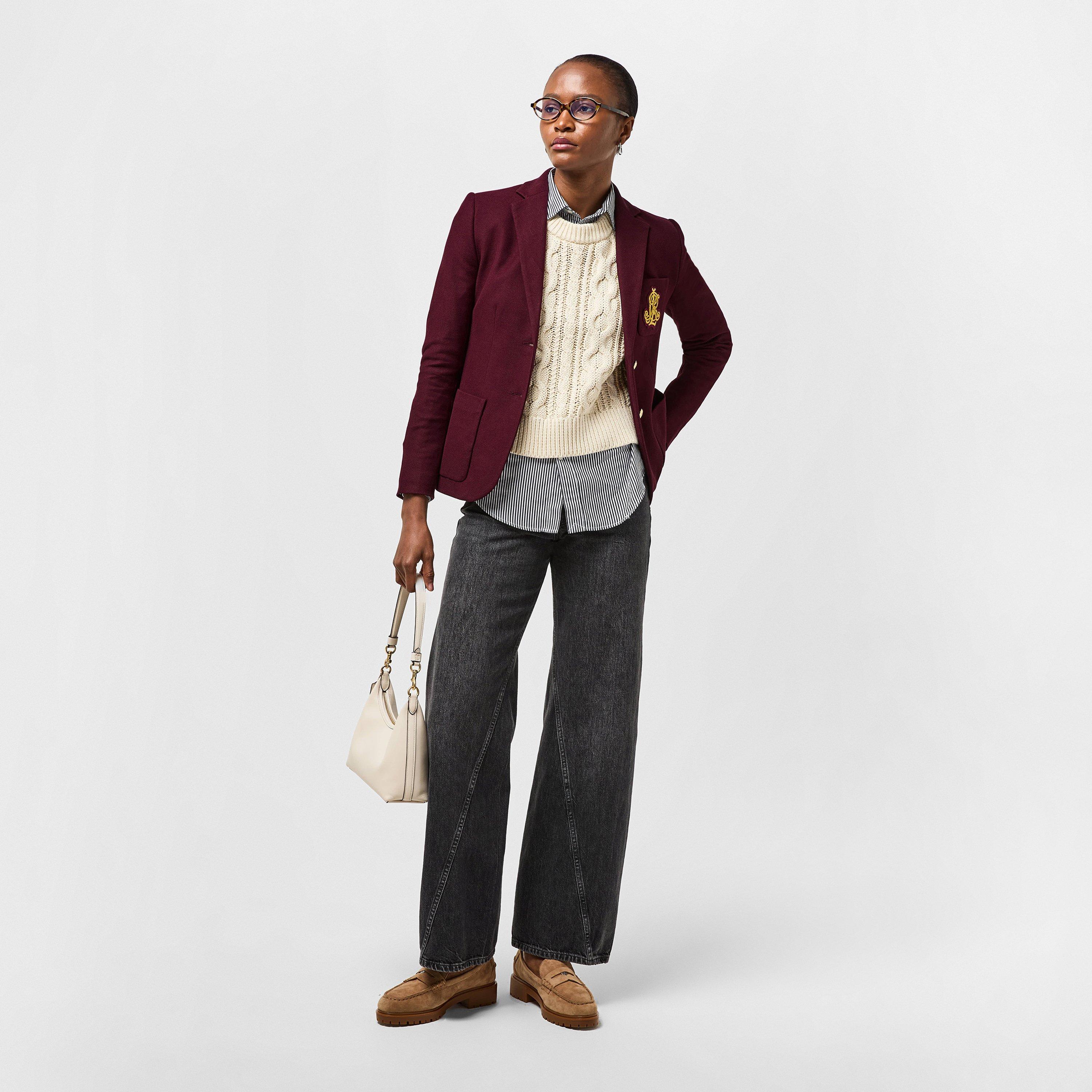 Dark Garnet - Lauren by Ralph Lauren - Women's Anfisa Real Leather Blazer - 6